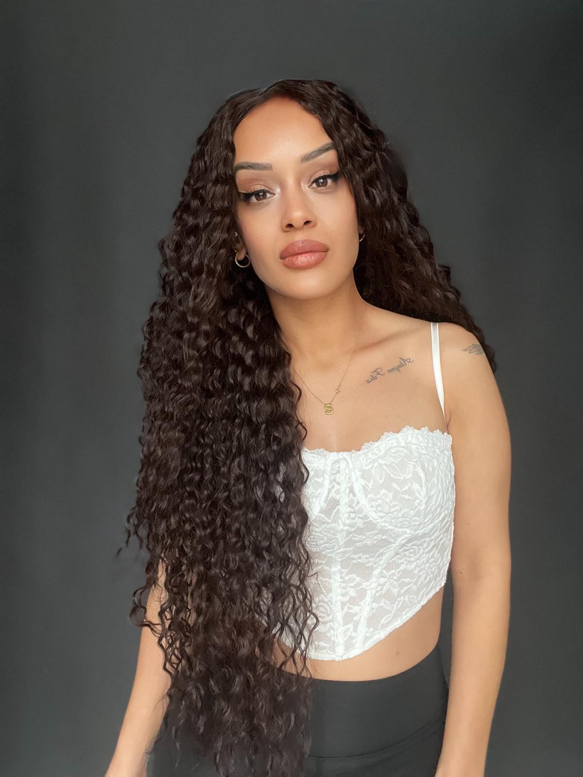 Afro Tül peruk Ön Full Tül -Sabit ayrımlı ektra uzun peruk