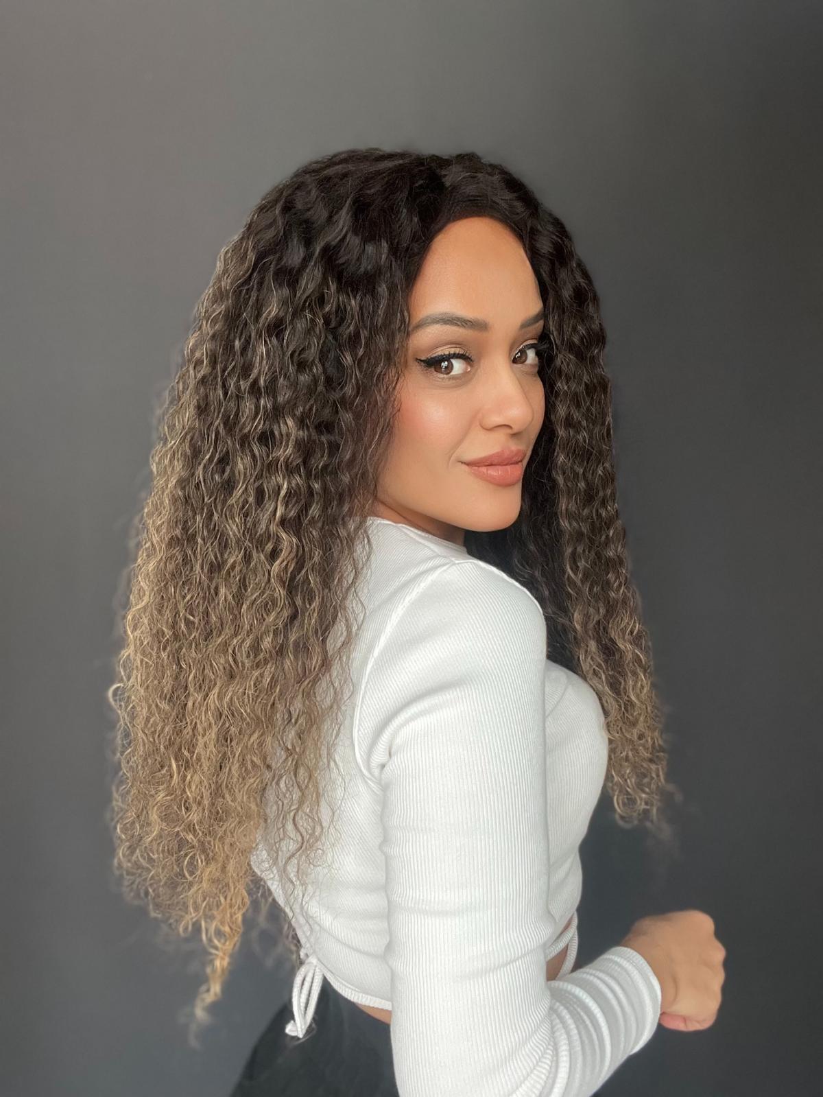 Yıka Çık Orjinal Kendi dalgalı Tül peruk