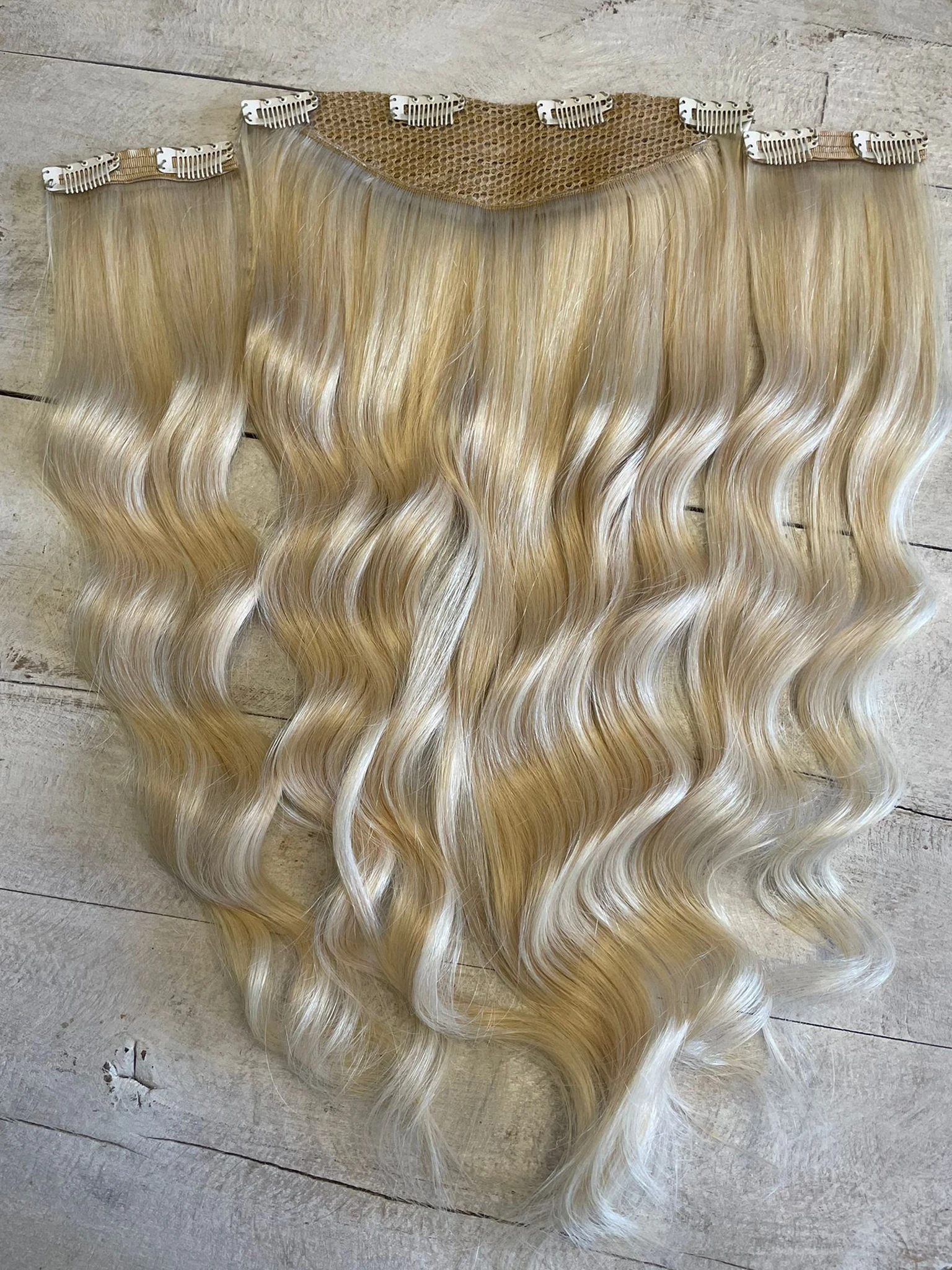 Yarımay+2 yan %100 gerçek çıtçıt saç 60cm