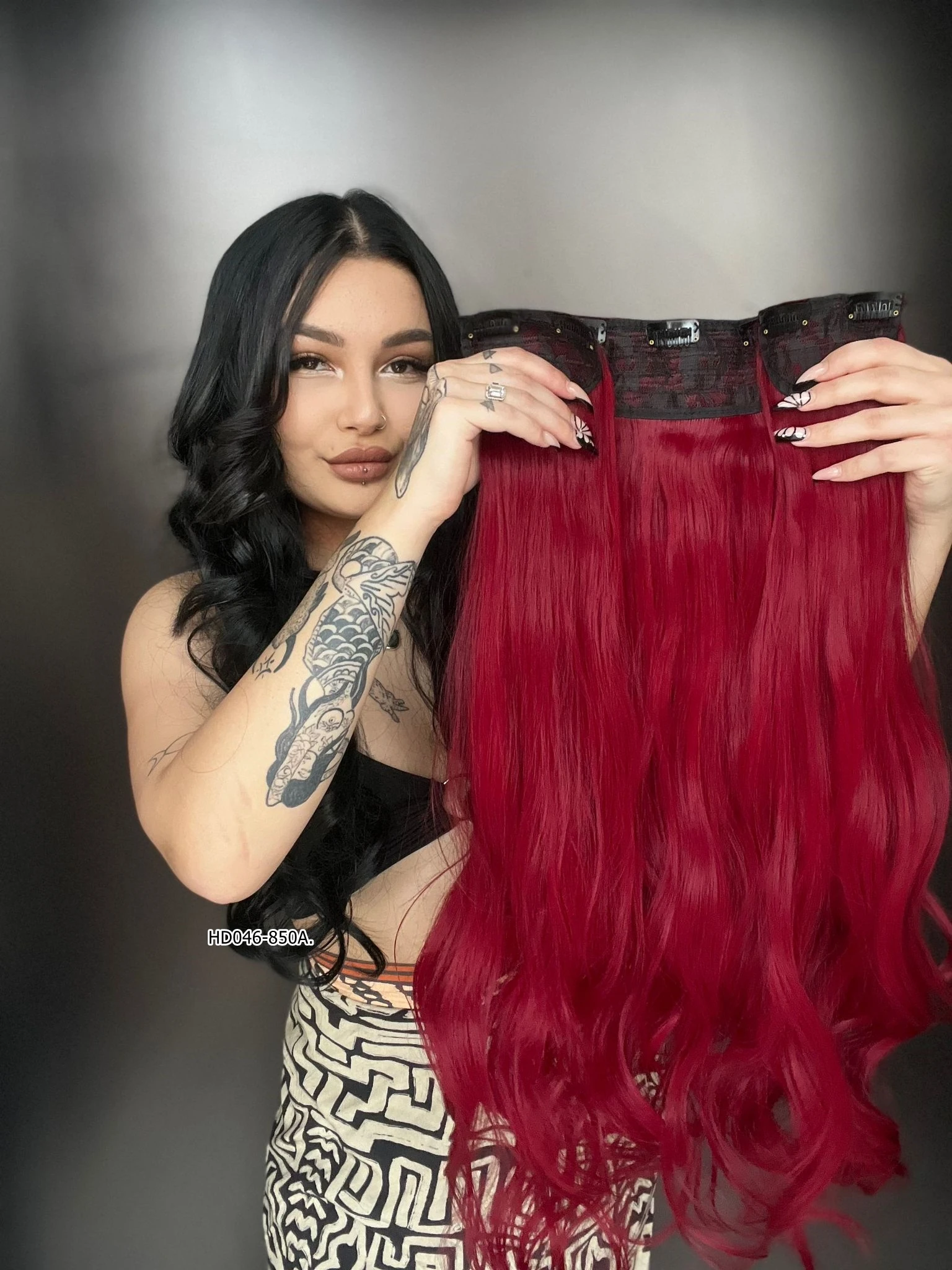 Dalgalı Yarım Ay + 2 Yan Çıt Çıt - Kızıl