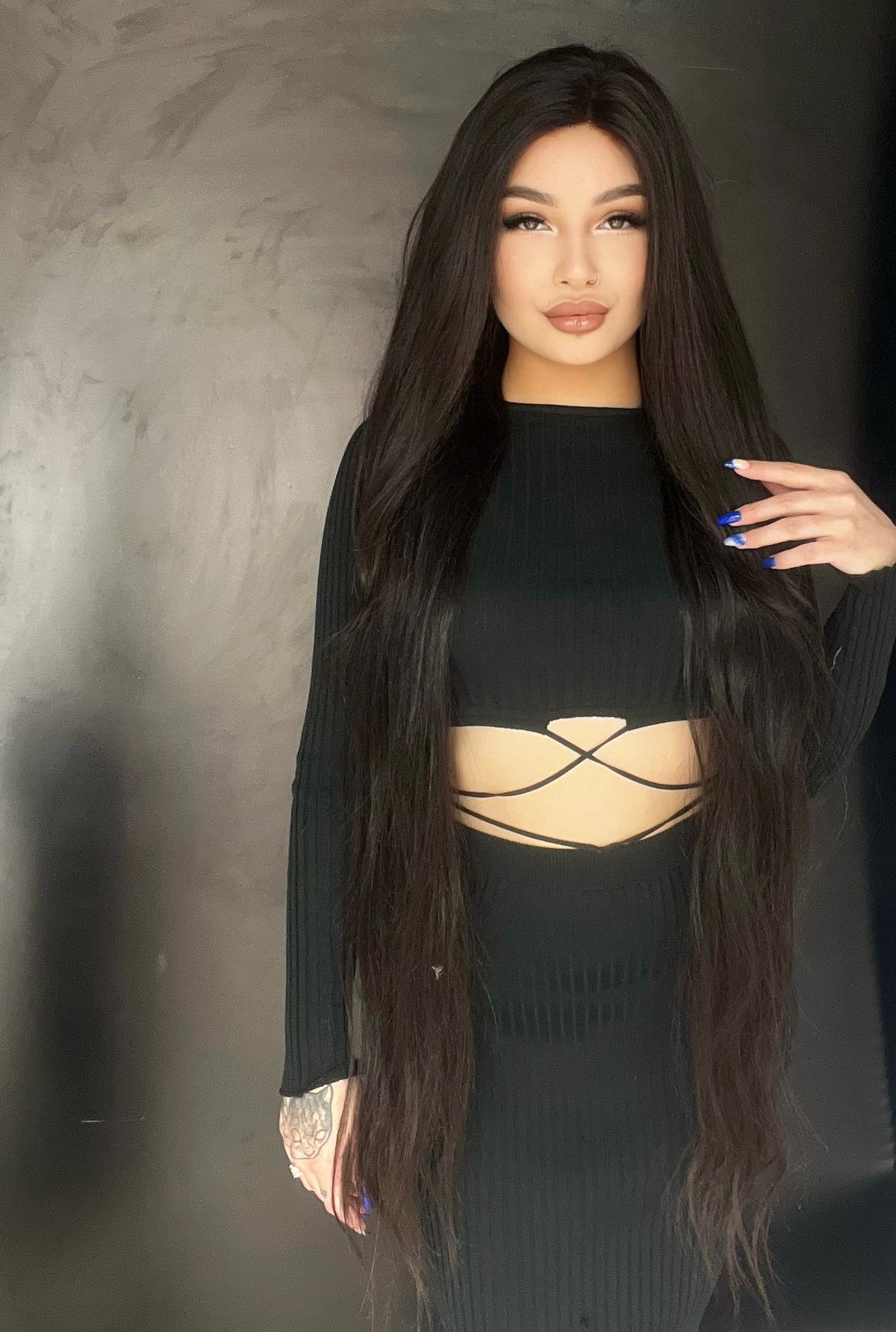 110 CM Koyu Kestane Gerçek Saç Tül Peruk 60