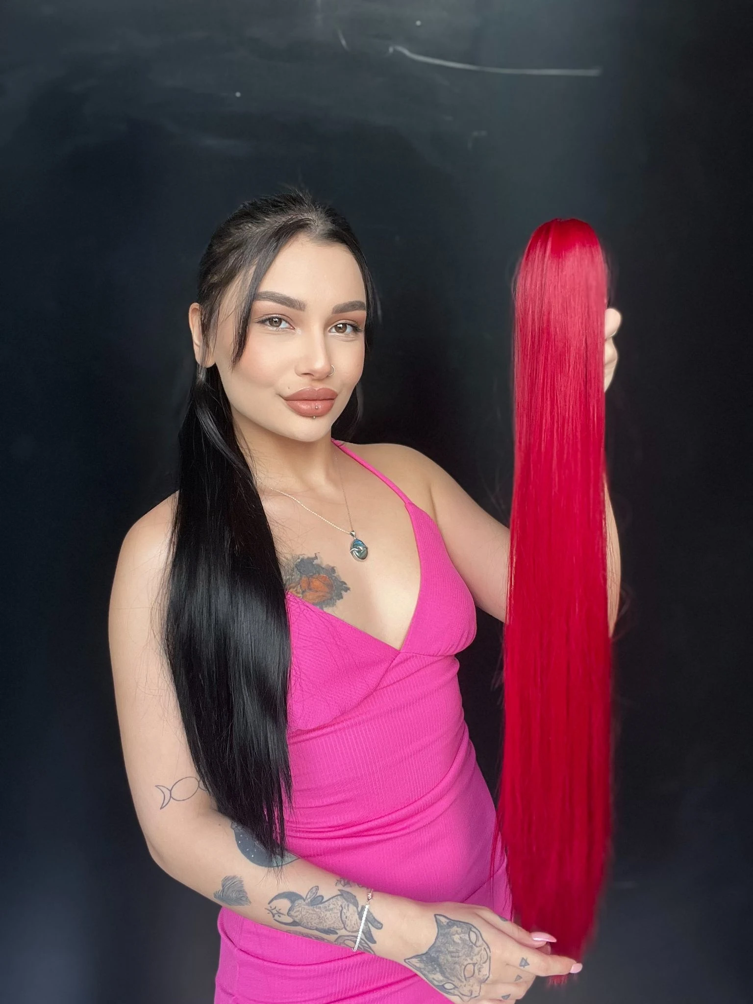 Düz Mandallı Tokalı Postiş At Kuyruğu  tak ve çık Canlı Kızıl