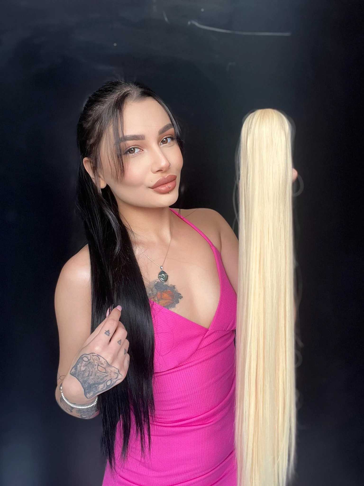 Düz Mandallı Tokalı Postiş At Kuyruğu  tak ve çık Doğal Platin