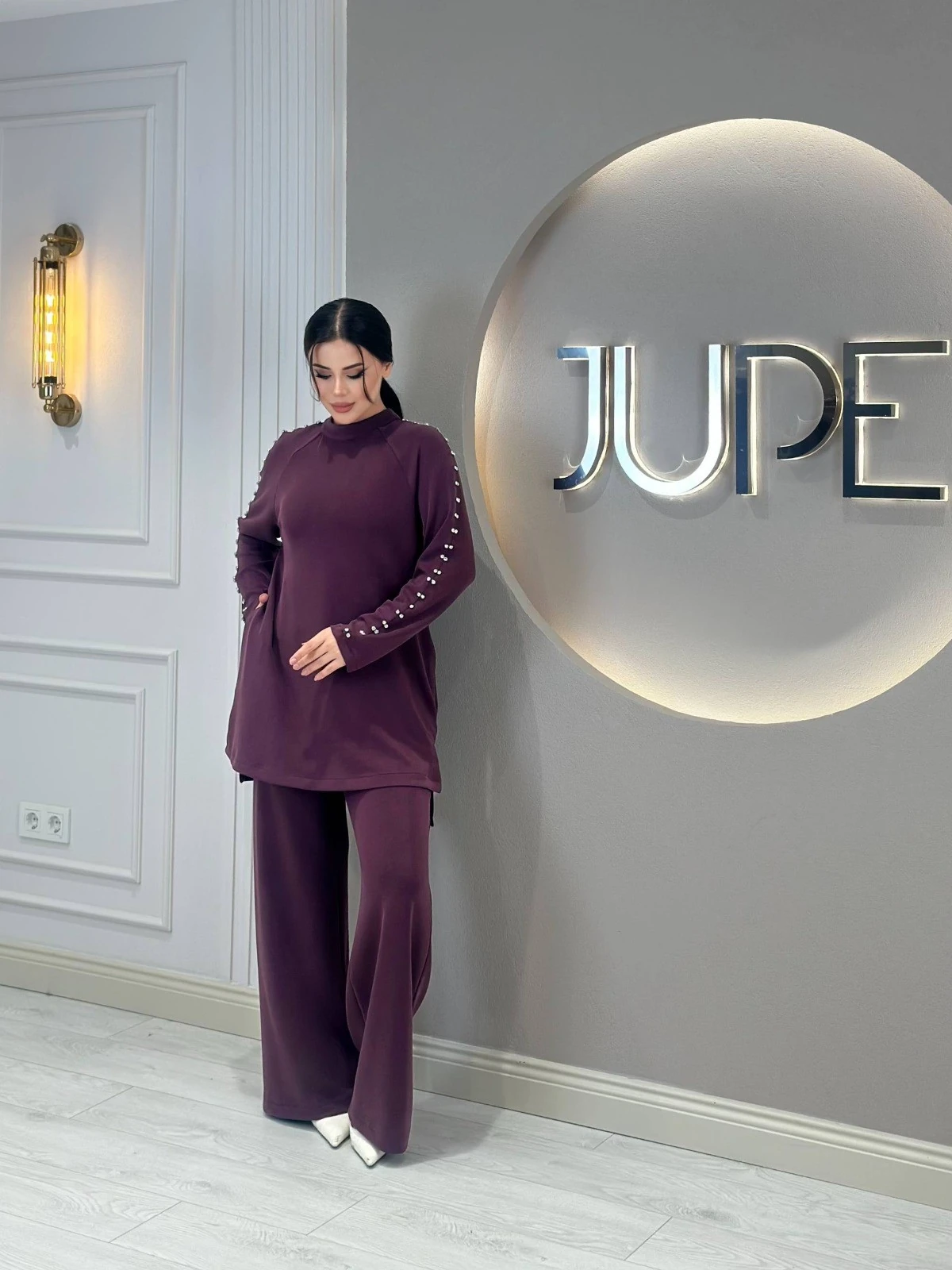 Kadın Taş Detaylı Modal Kumaş İkili Takım 8581