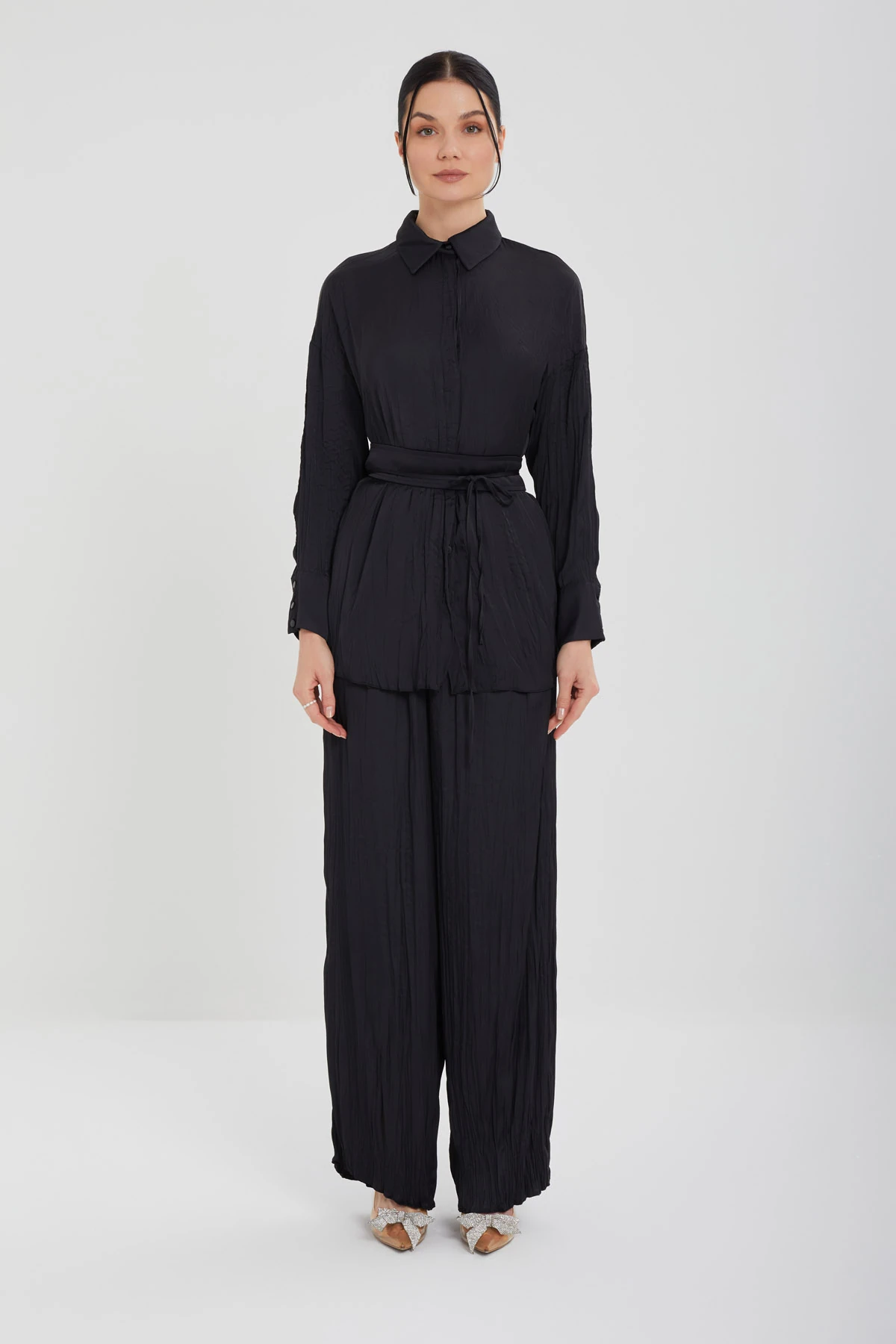 Kırışık Saten İkili Takım 8561