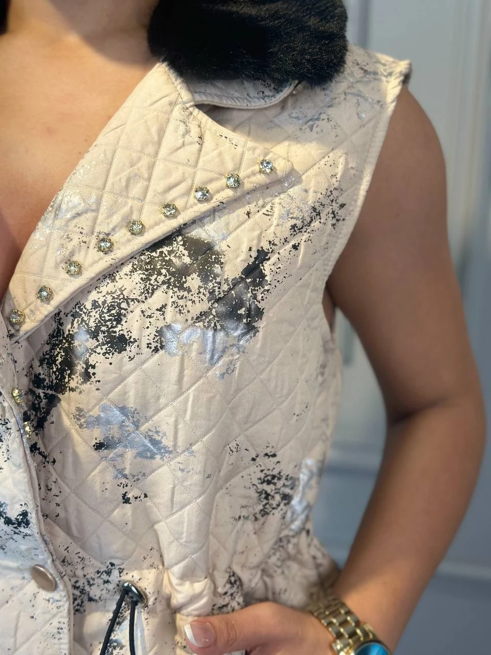 Kadın Çift Varak Kürk Detay Yelek 9232