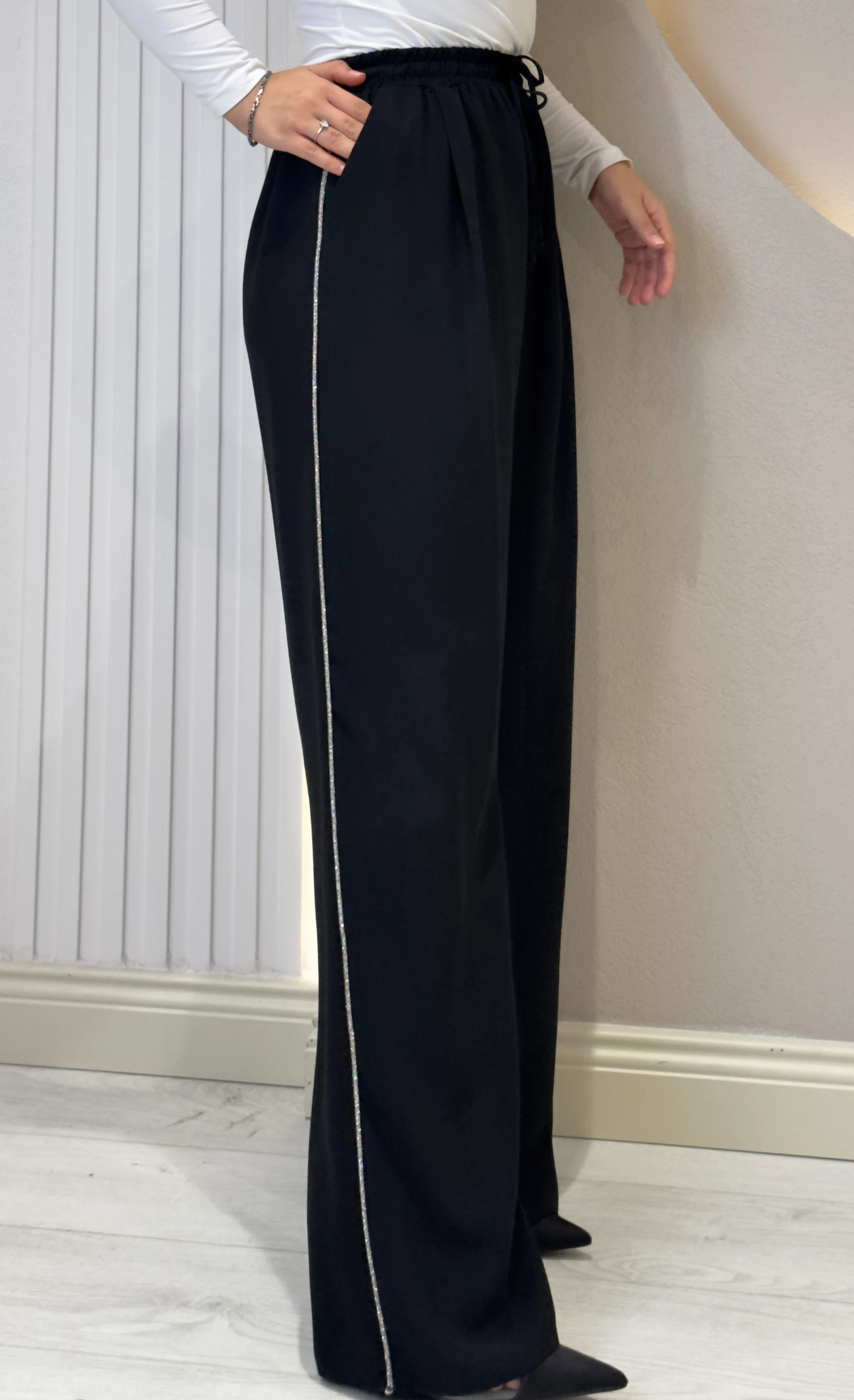 Taş Şeritli Krep Patnolon 6074