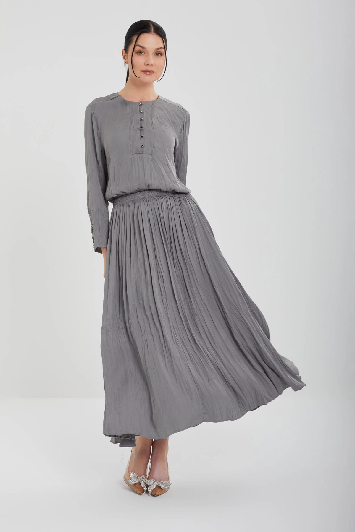 Kırışık Saten Etekli Takım 8526