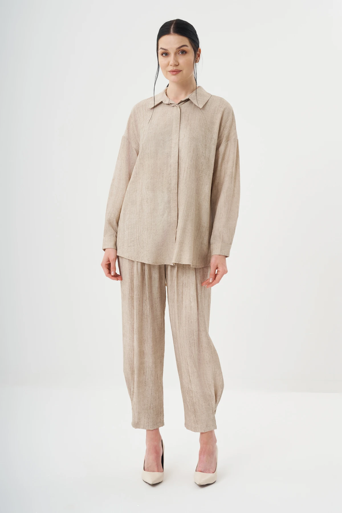 Kadın Gömlek Detaylı Basic Takım 8532