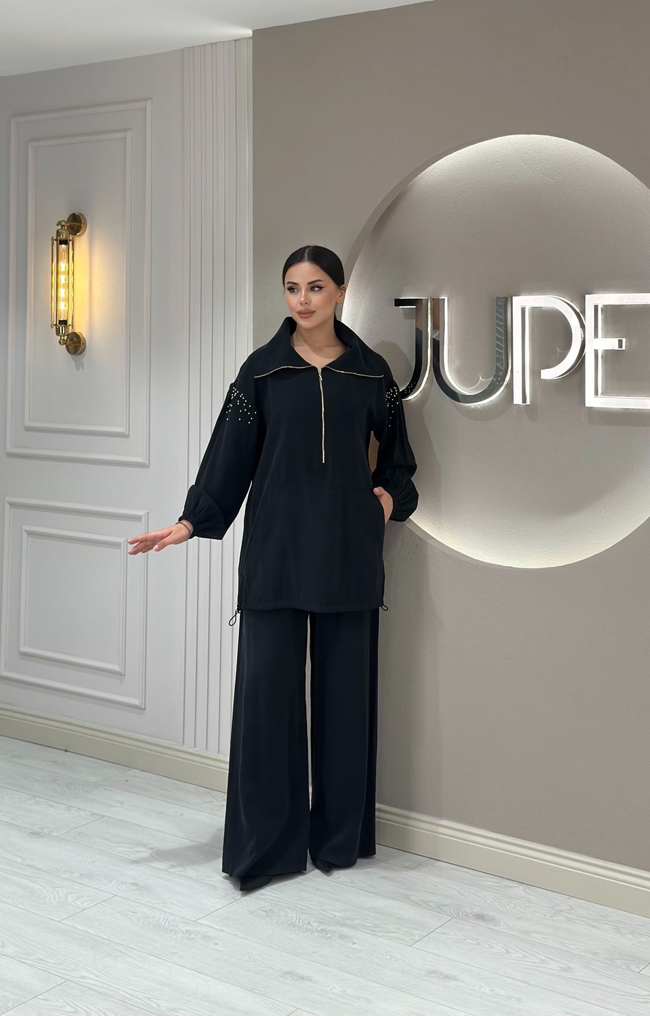 Kadın Modal Kumaş Taş İşlemeli Takım 8553