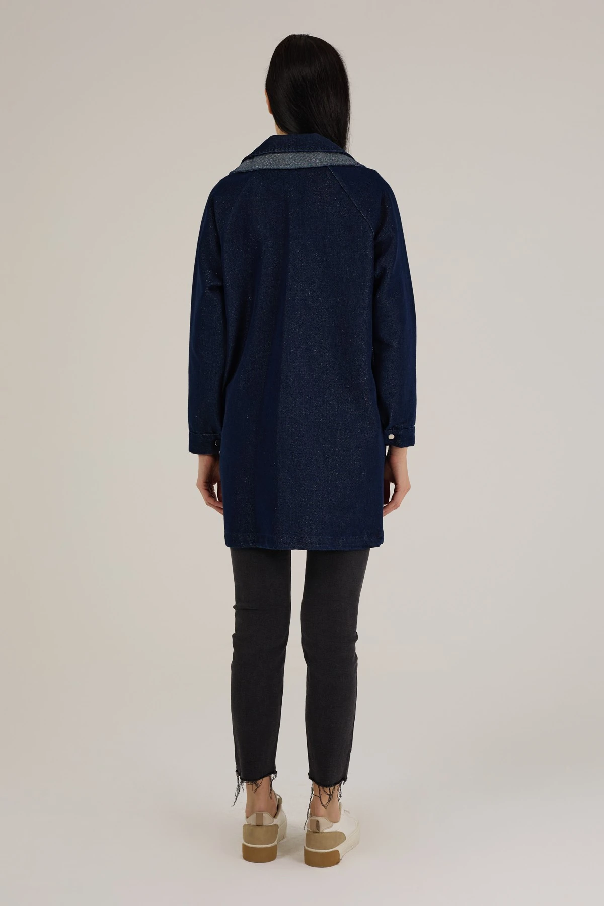 Kadın Kendinden Simli Taş Detaylı Denim Kap 9275