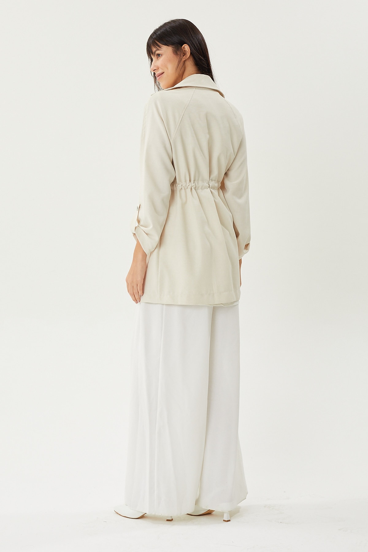 Ayarlanabilir Lastik Detaylı Keten Ceket 9210 