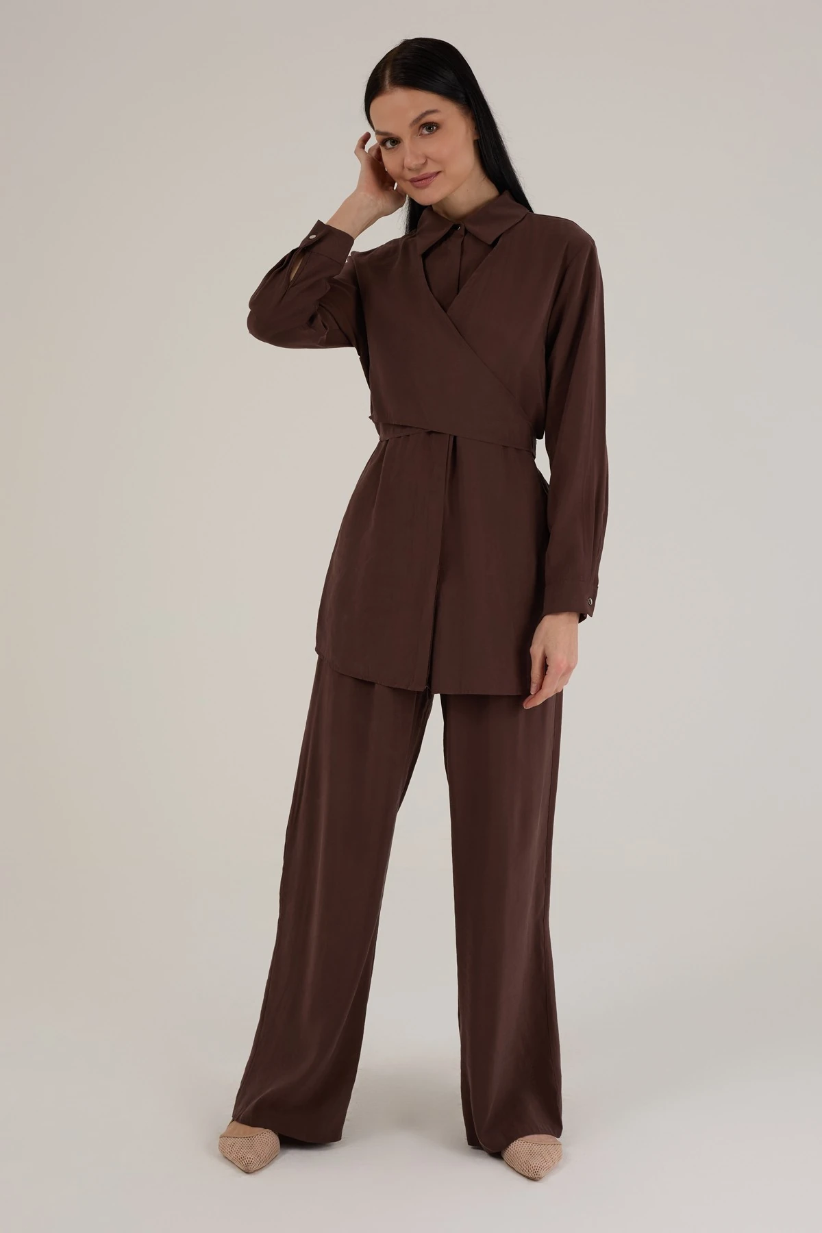 Kadın Modal Kumaş Arkadan Çapraz Bağlamalı Takım 8552