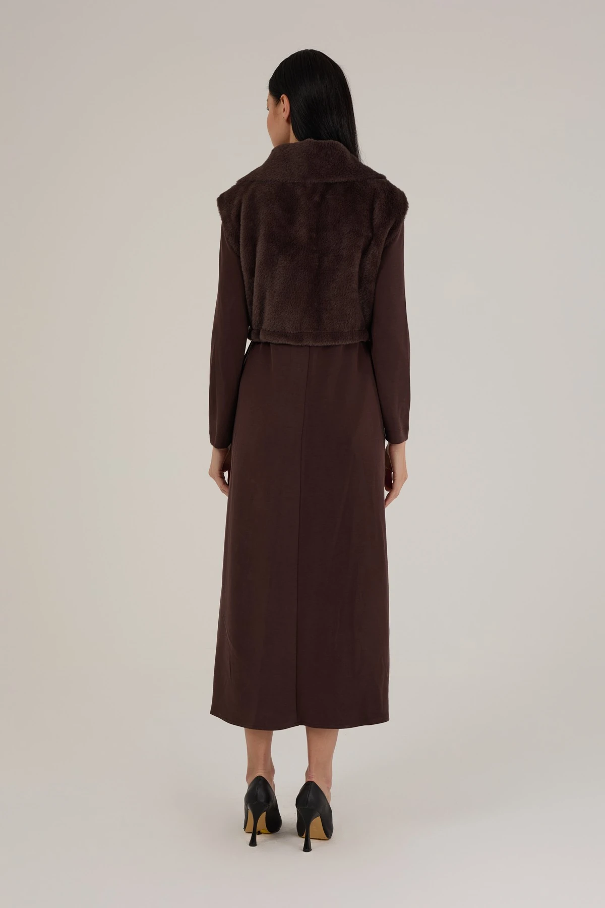 Kadın Angora Yelekli Modal Elbiseli Takım 7261