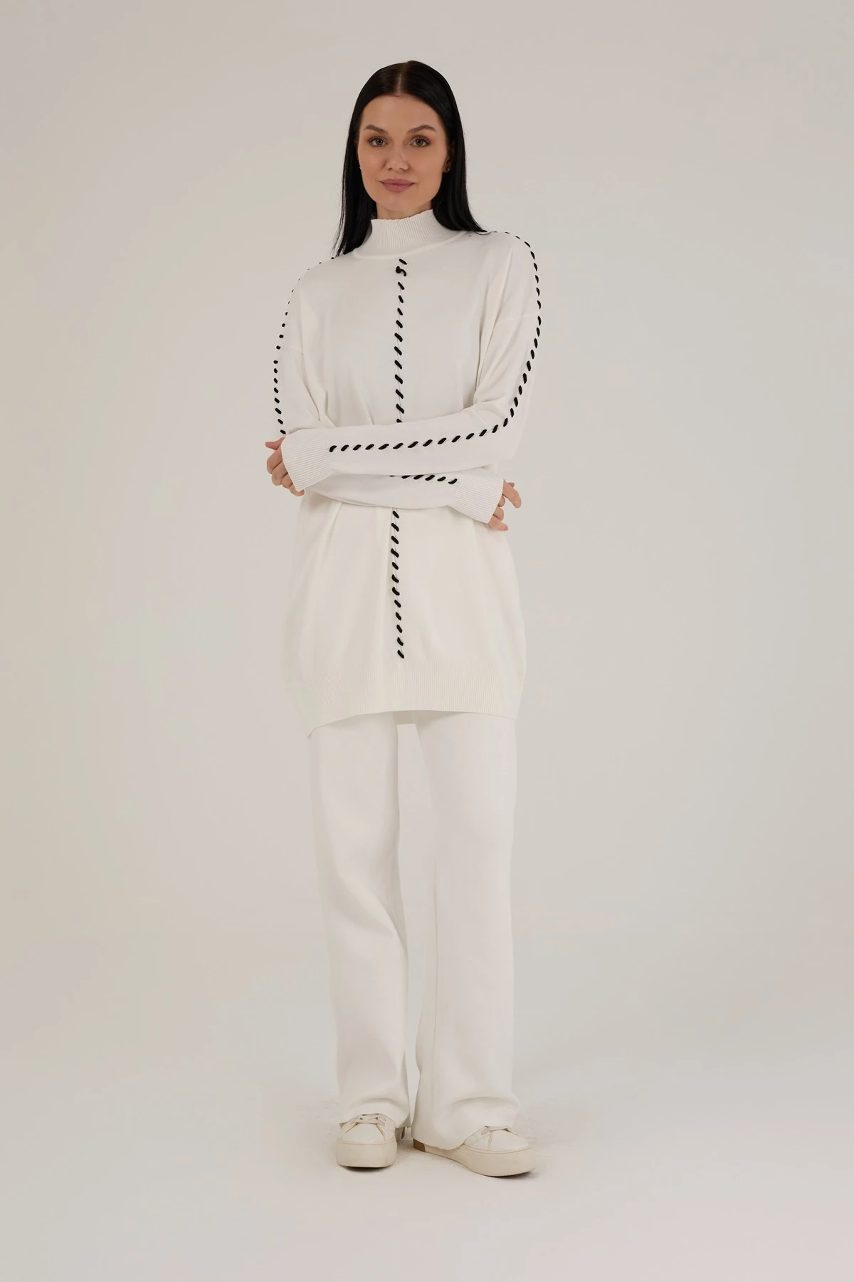 Kadın Bağcık Detaylı Triko Takım 1408