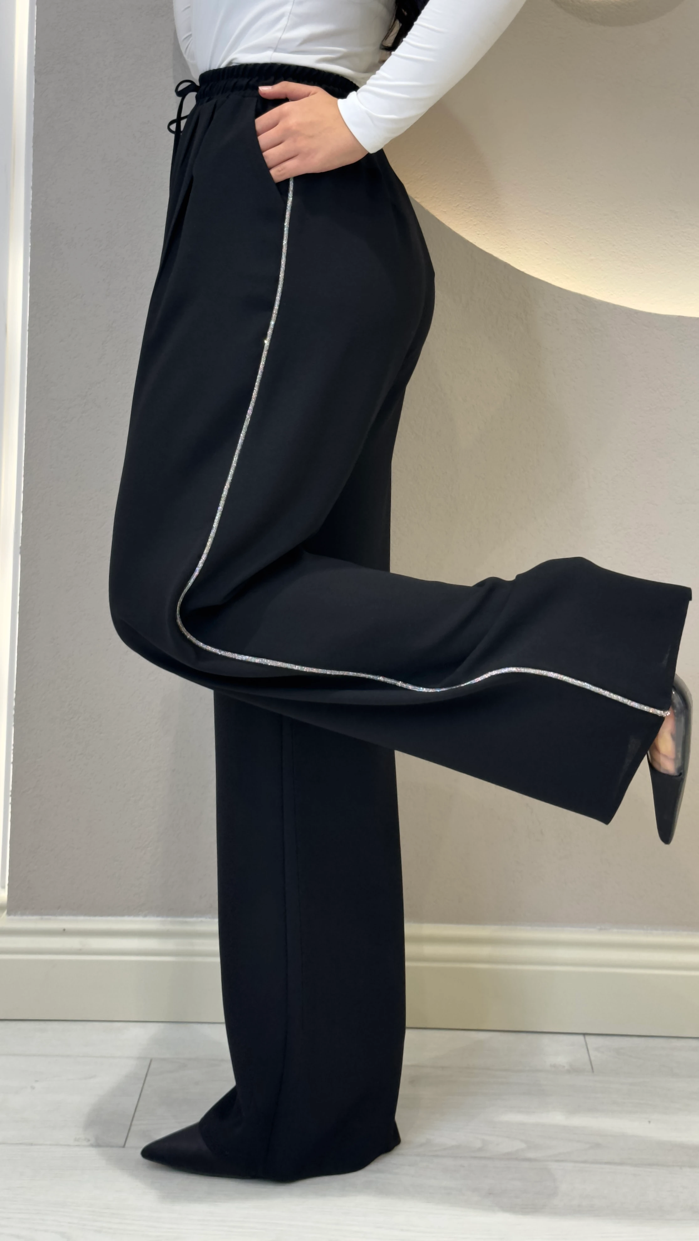 Taş Şeritli Krep Patnolon 6074