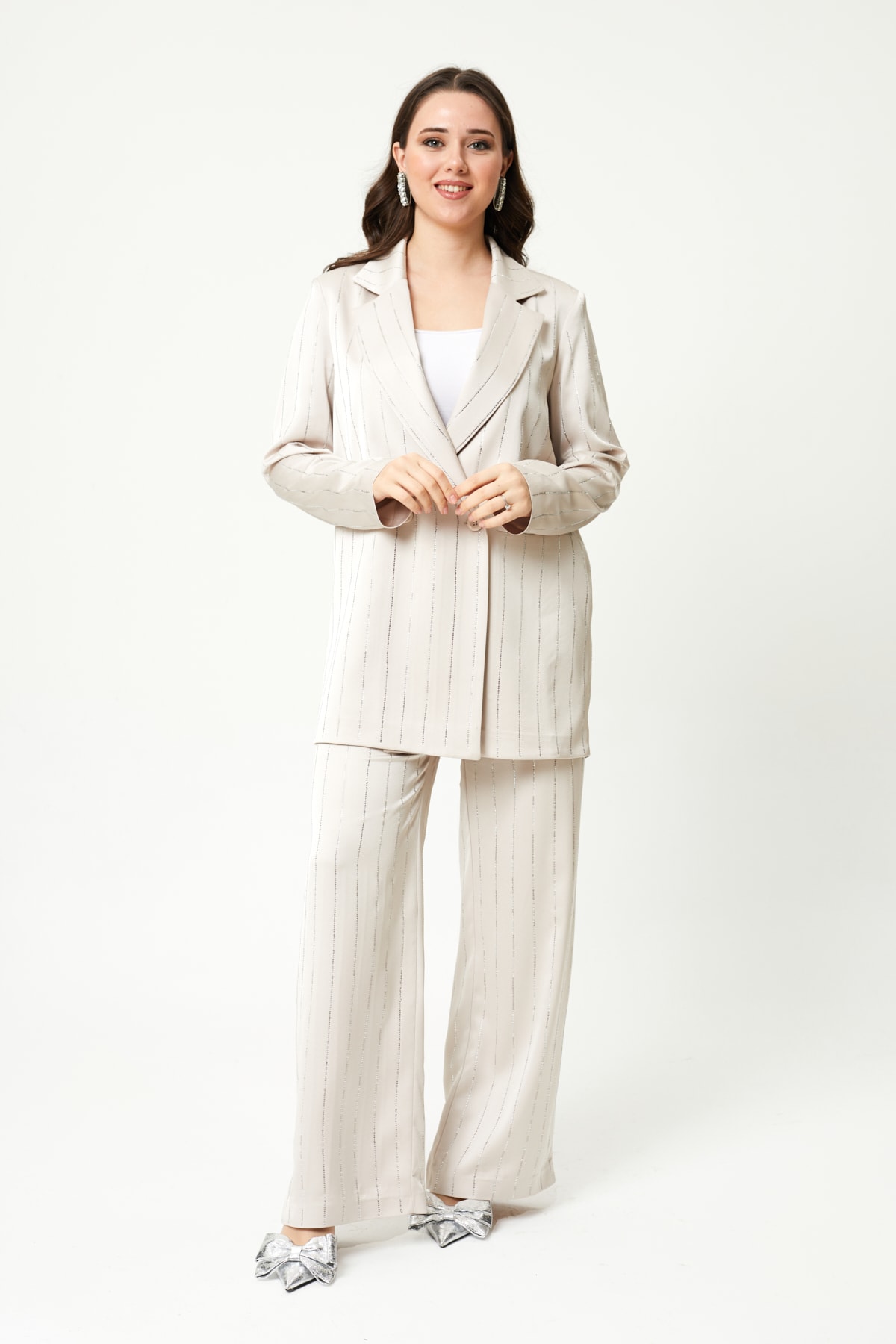 Kadın Şerit Taş Detaylı Takım 8492