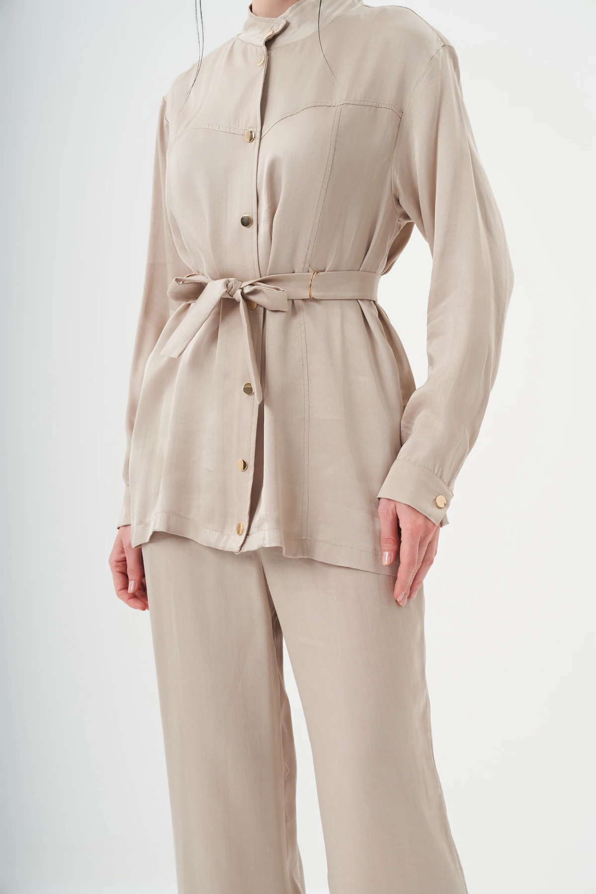 Kadın Liossel İpek Çıtçıt Detaylı Takım 8514