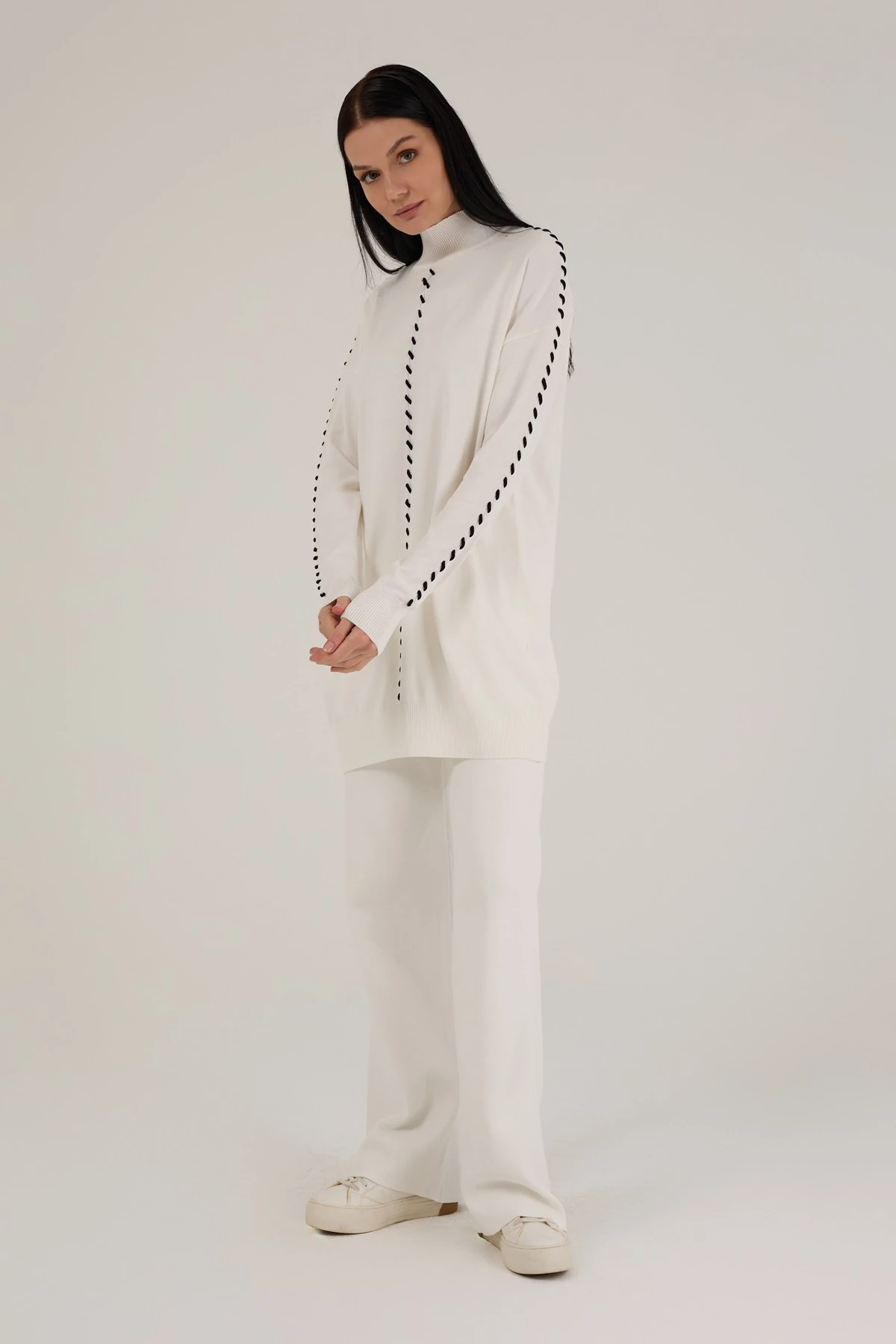 Kadın Bağcık Detaylı Triko Takım 1408