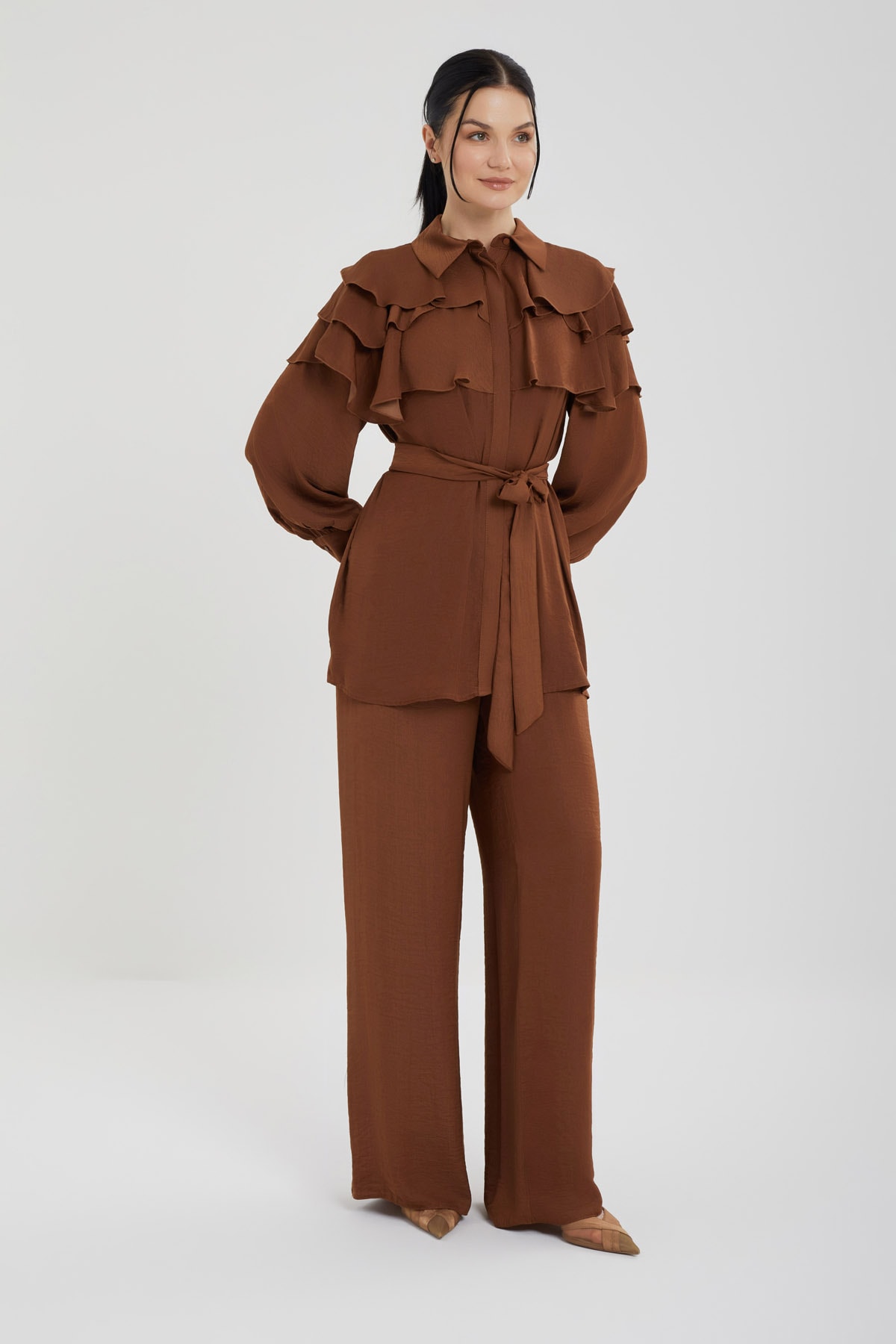 Fırfır Detaylı Cinderella Kumaş İkili Takım 8541