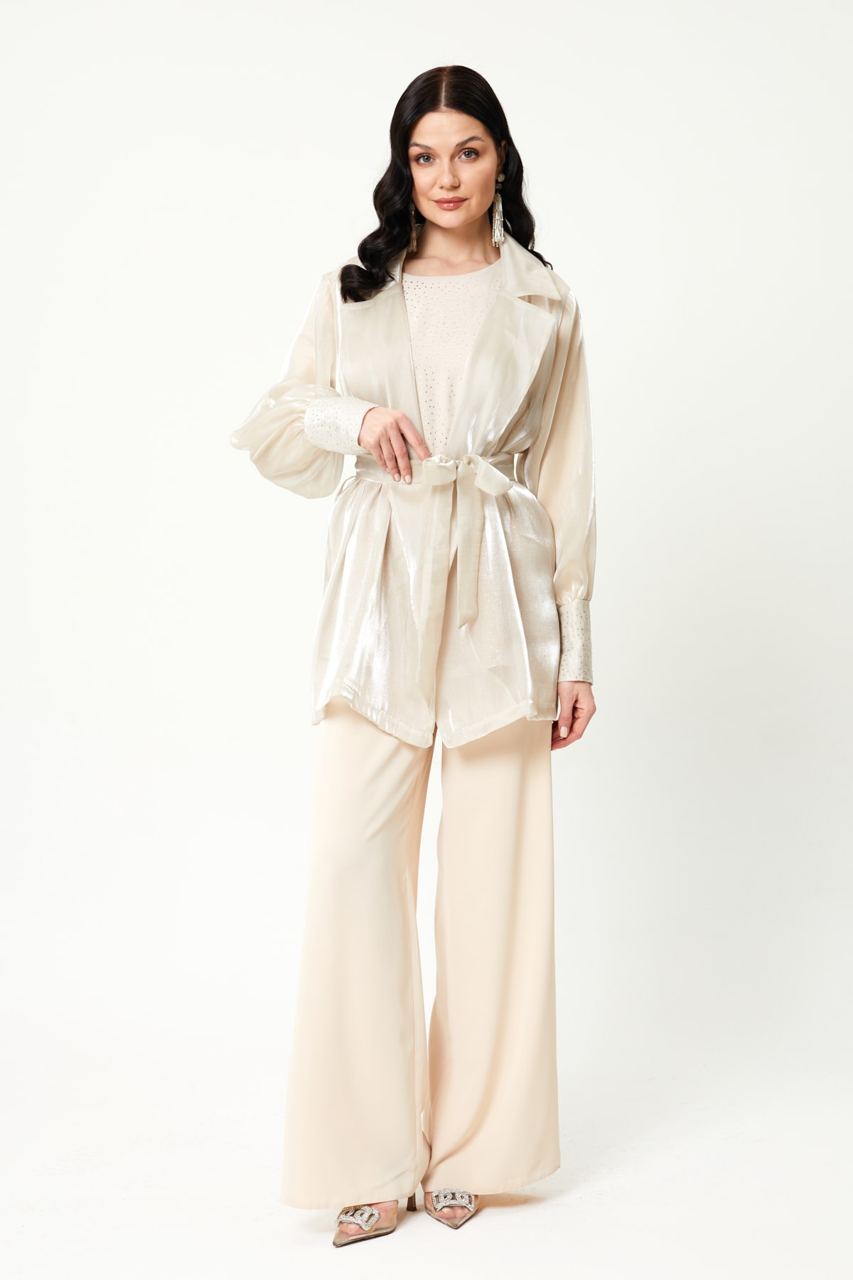 Kadın Taş Yapıştırmalı Organze 3'lü Takım 8477