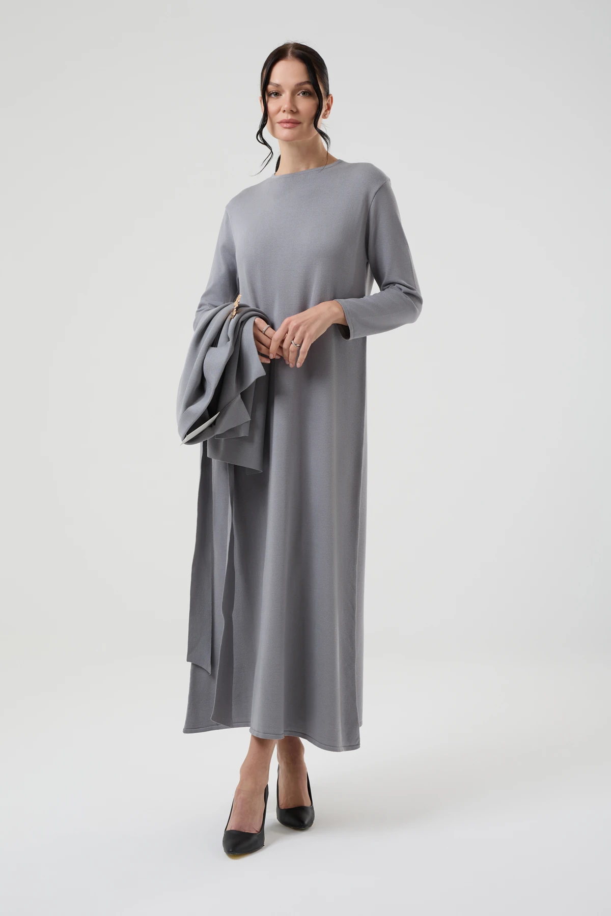 Kadın Altın Broş Detaylı İkili Ceketli Triko Elbise 1401