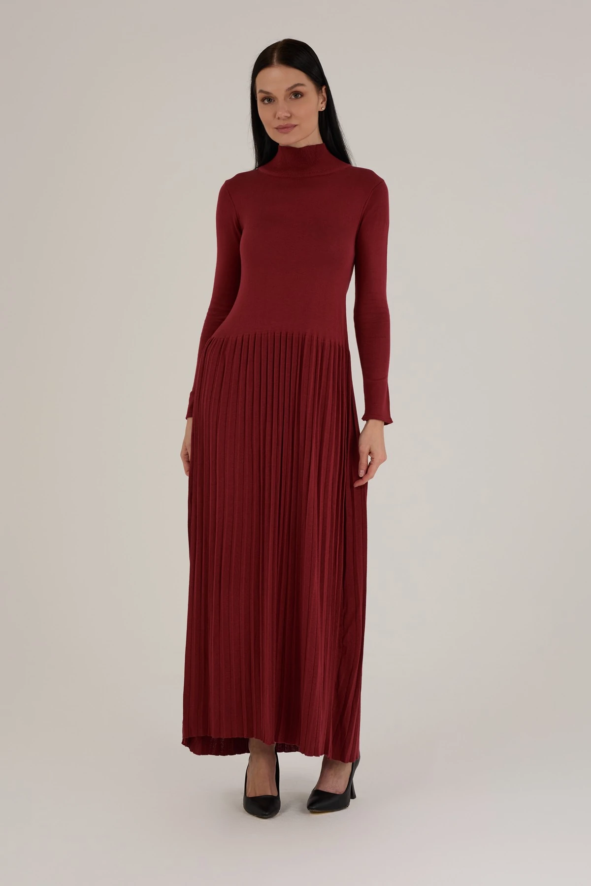 Kadın Pilise Detaylı Triko Elbise 1405