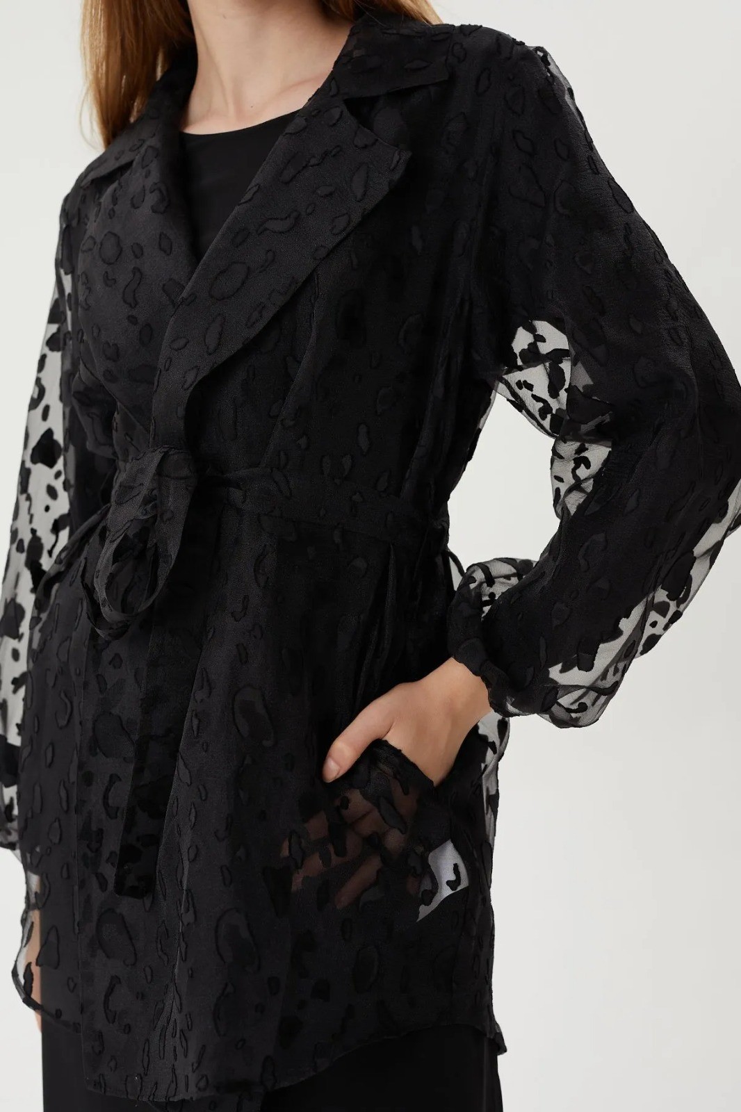 Kuşak Detaylı Organze Ceket 9213