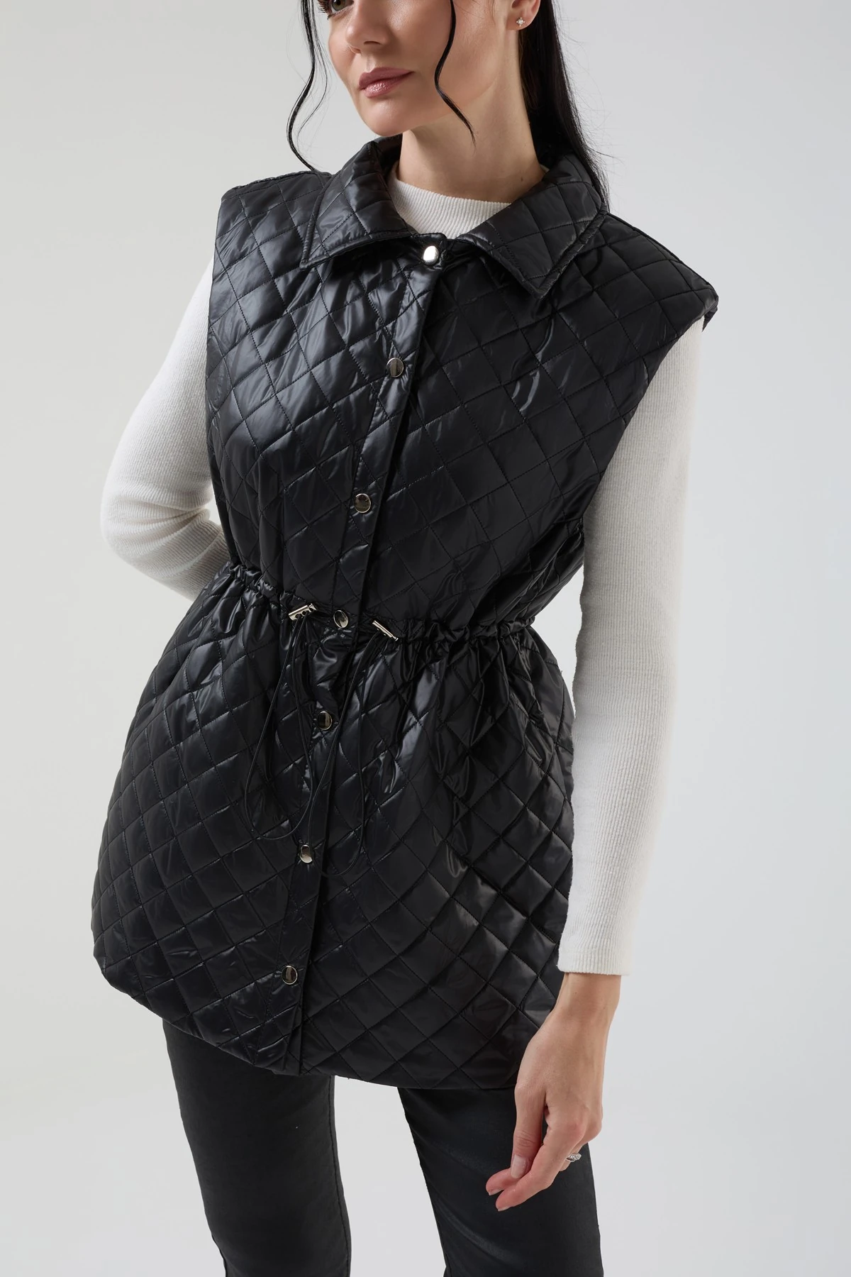 Kadın Çıtçıt Detaylı Kapitone Yelek 9268