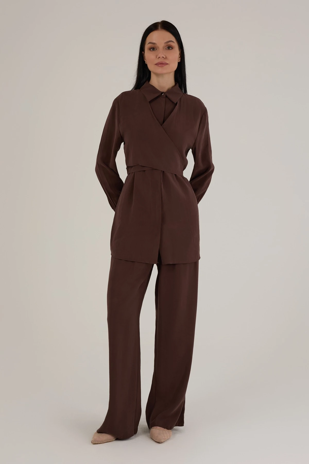 Kadın Modal Kumaş Arkadan Çapraz Bağlamalı Takım 8552