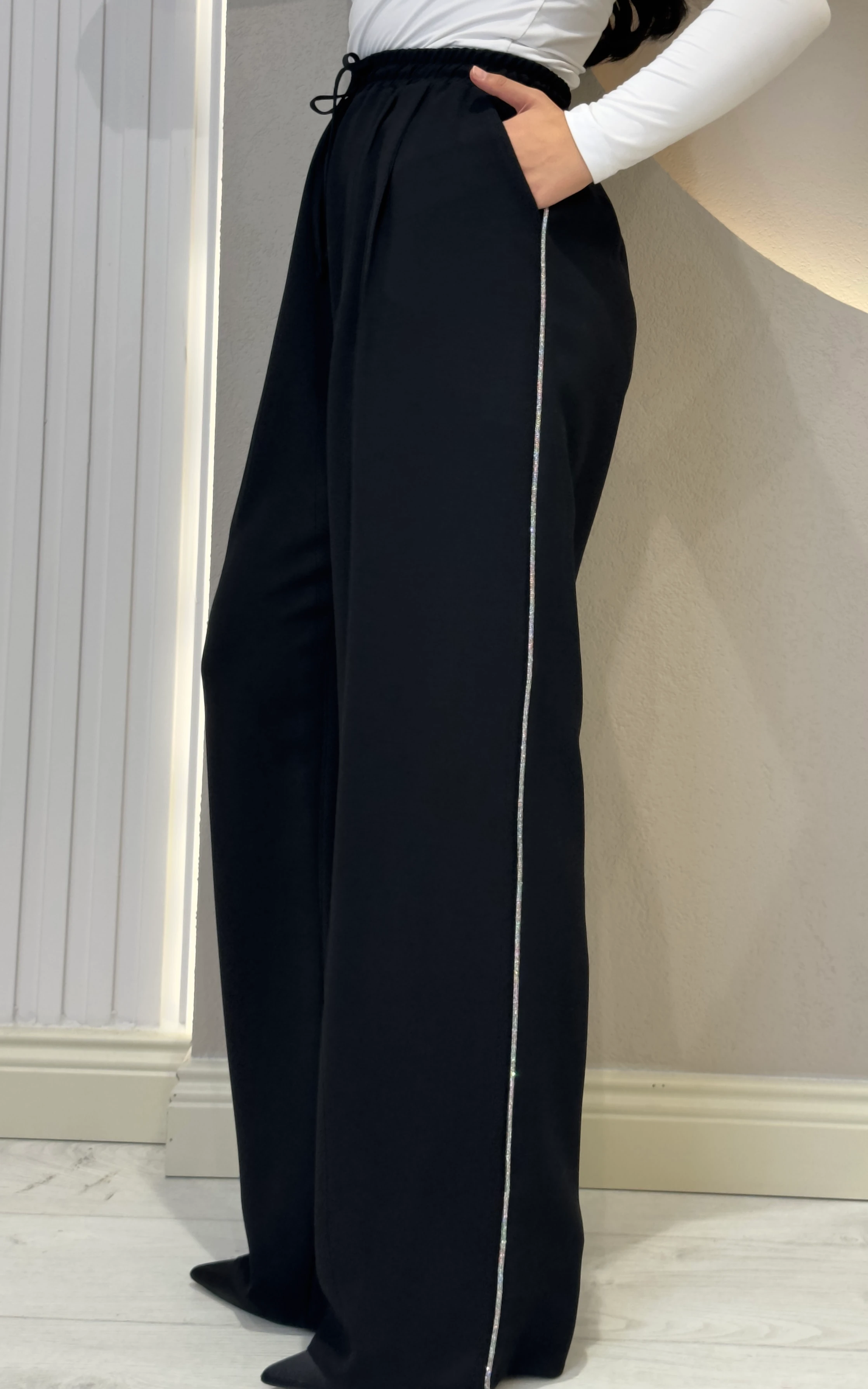 Taş Şeritli Krep Patnolon 6074