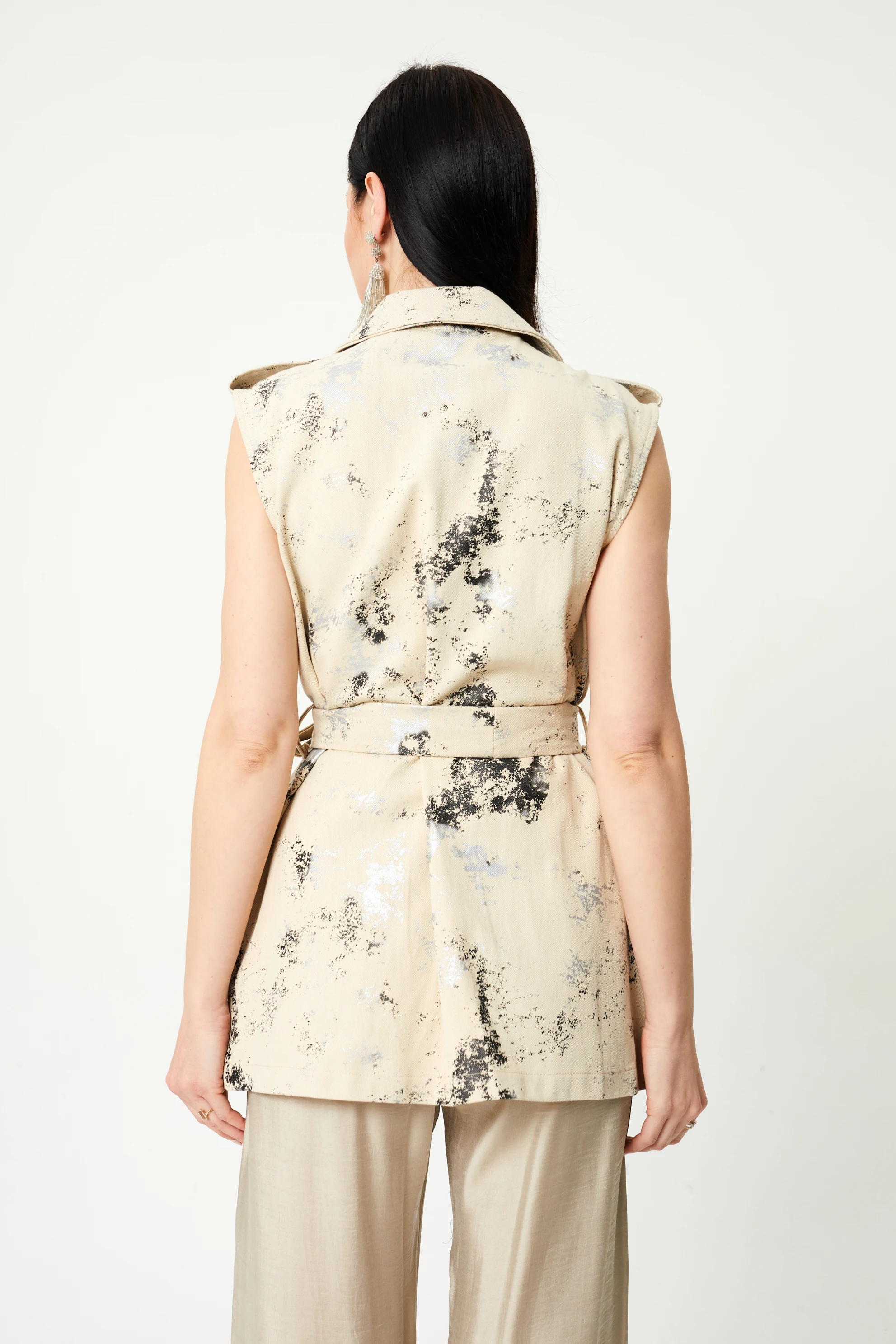 Kadın Kot Kumaş Varaklı Yelek 9241