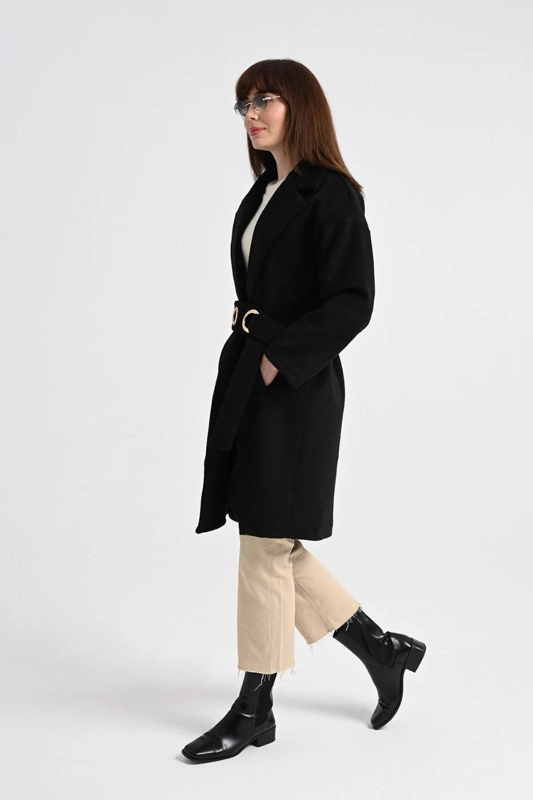 Kadın Aksesuar Detaylı Kuşaklı Kaşe Kap 9284