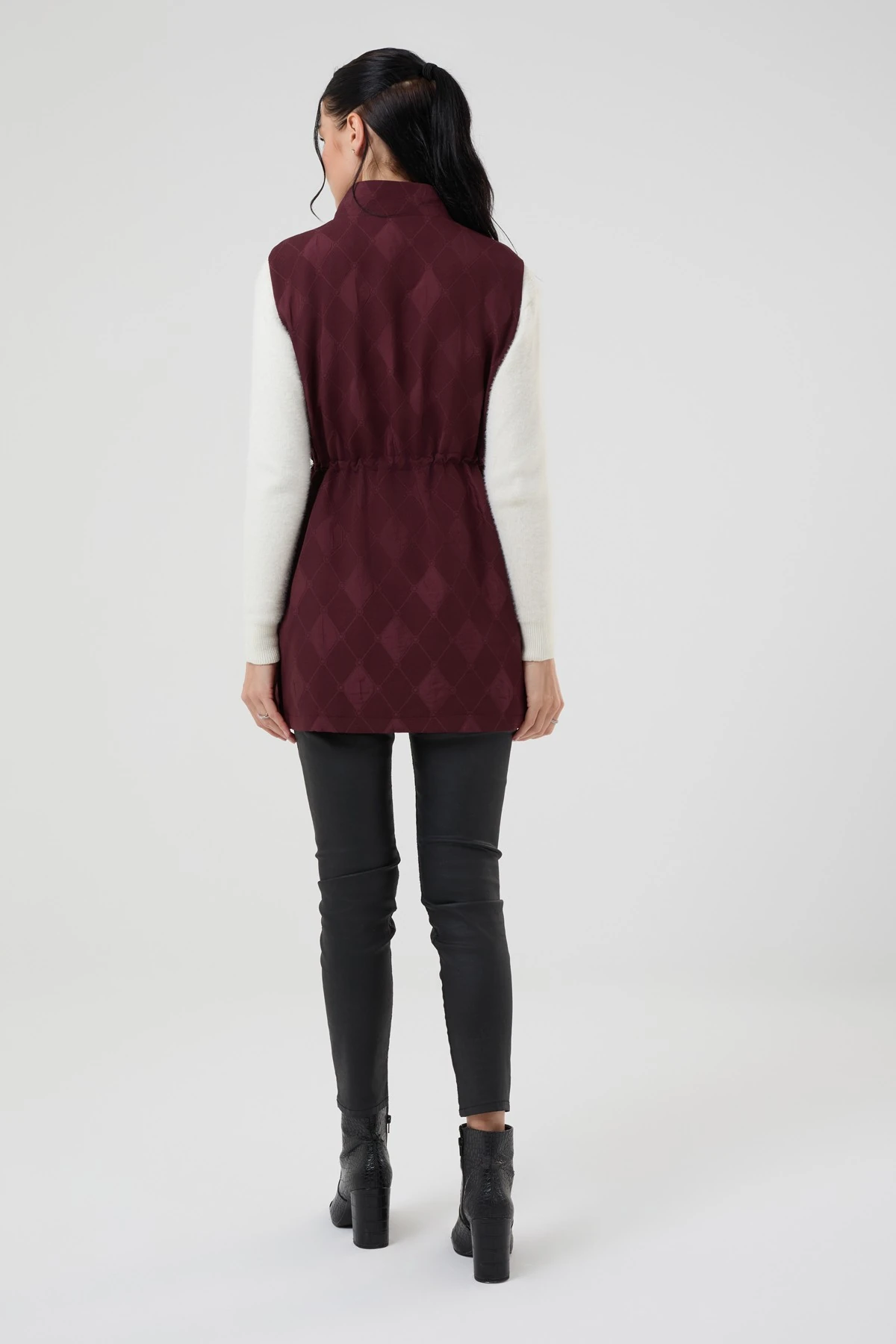 Kadın Kendinden Desenli Astarlı Yelek 9269