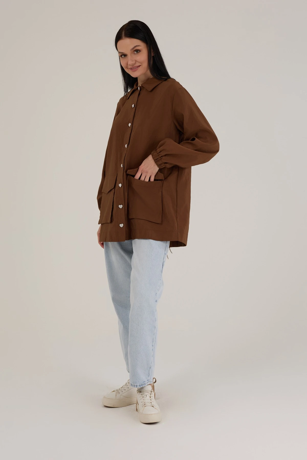 Kadın Arkadan Bağlamalı Düğme Detaylı Kap 9252