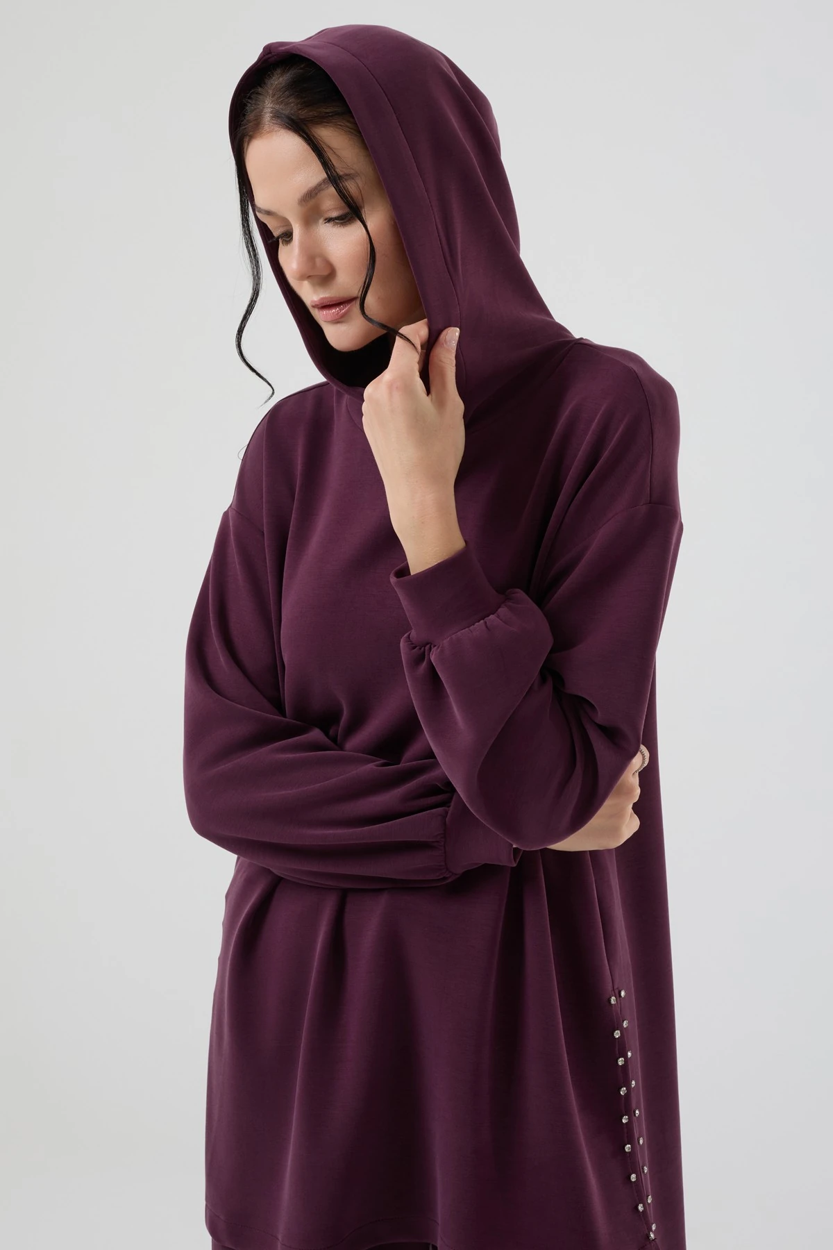 Kadın Taş Detaylı Modal Kumaş İkili Takım 8582