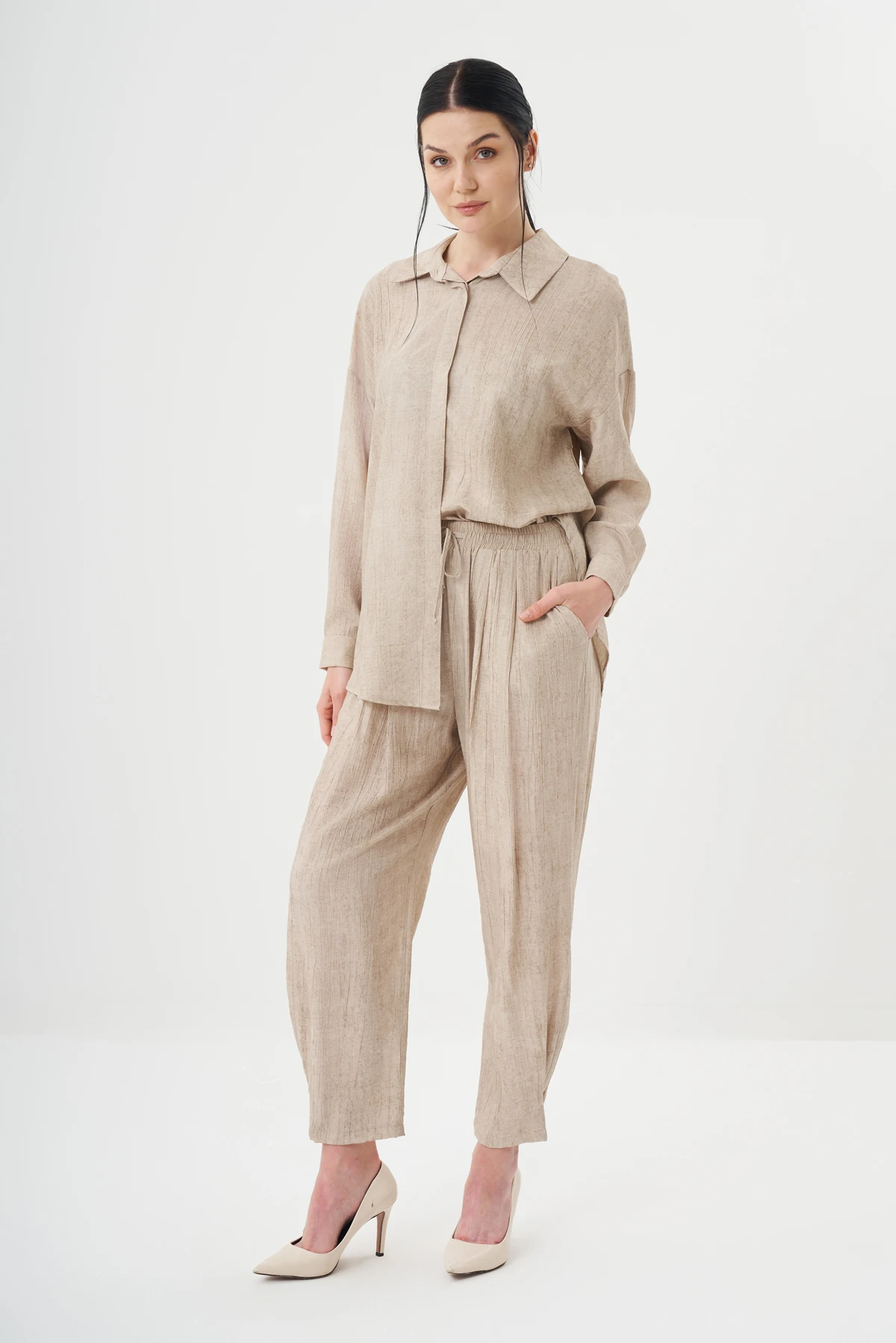 Kadın Gömlek Detaylı Basic Takım 8532
