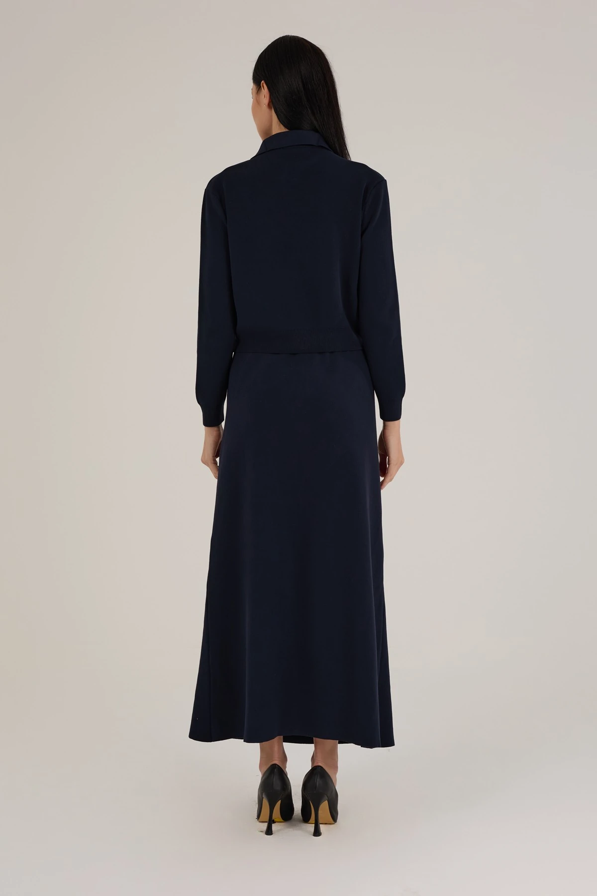 Kadın Gemici Düğme Detaylı Triko Etekli Takım 1404