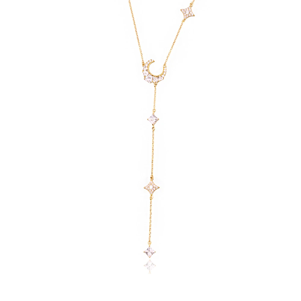 Y Kolye Ay Gümüş Kolye MS3853