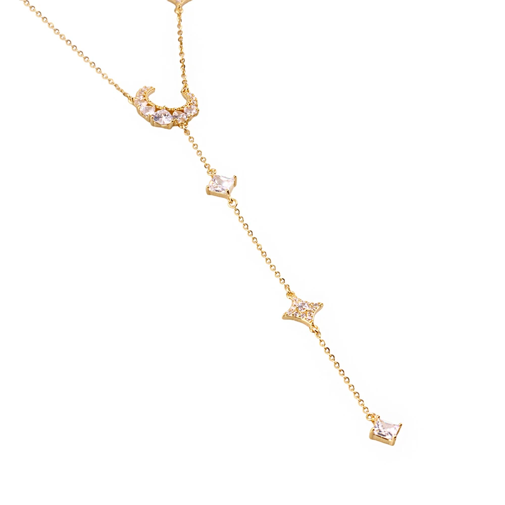 Y Kolye Ay Gümüş Kolye MS3853