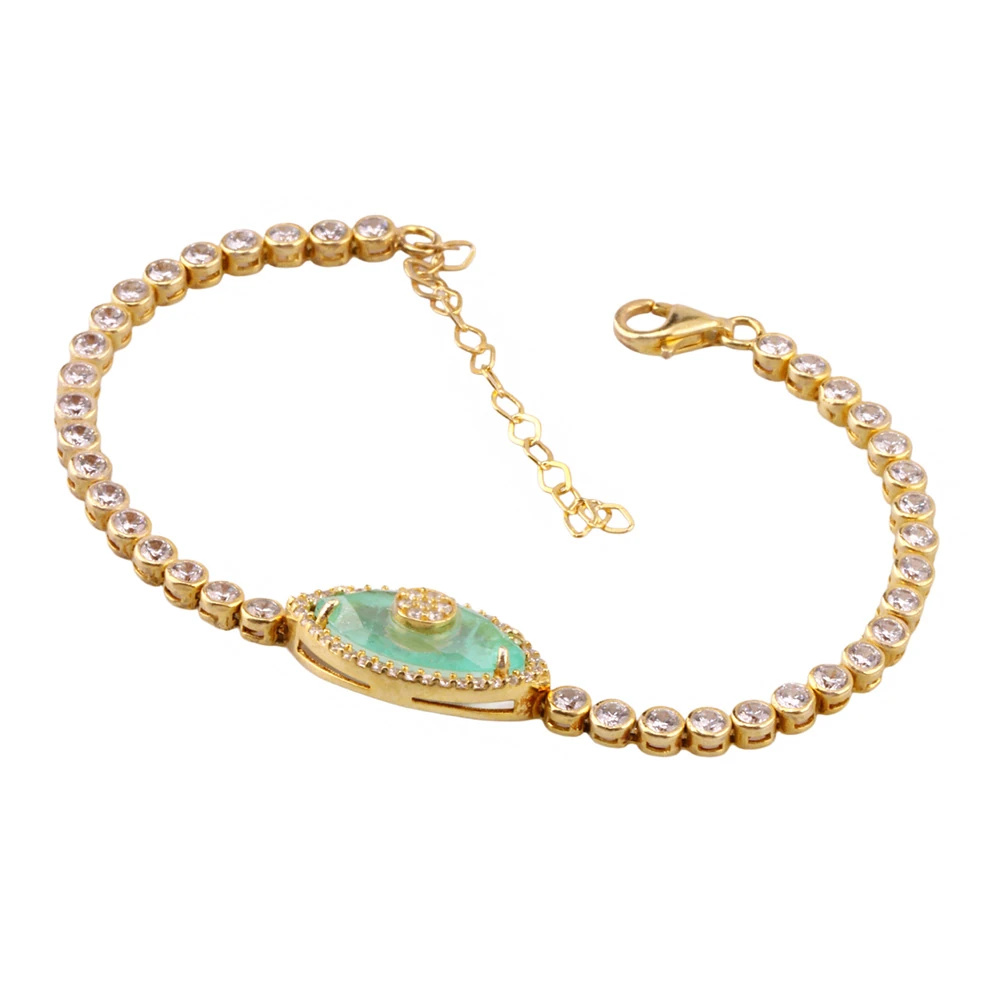 Göz 2 Tennis Gümüş Bileklik Ms3283