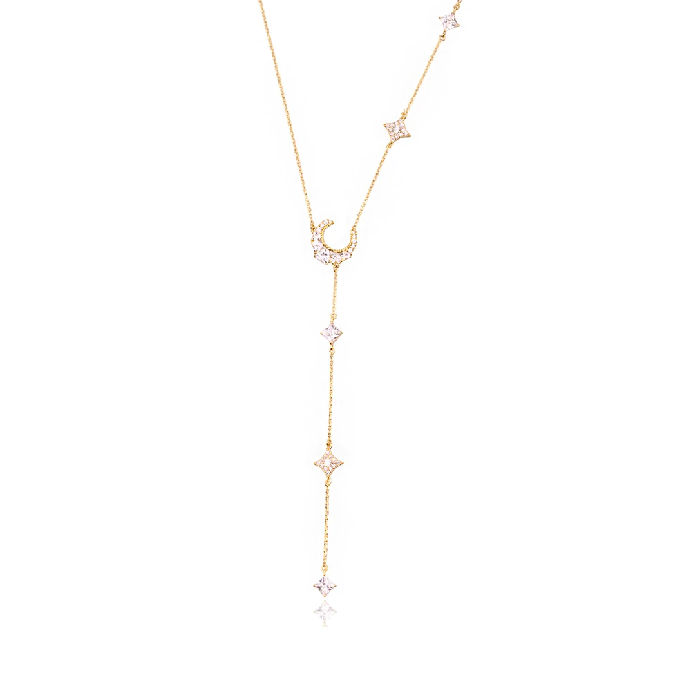 Y Kolye Ay Gümüş Kolye MS3853