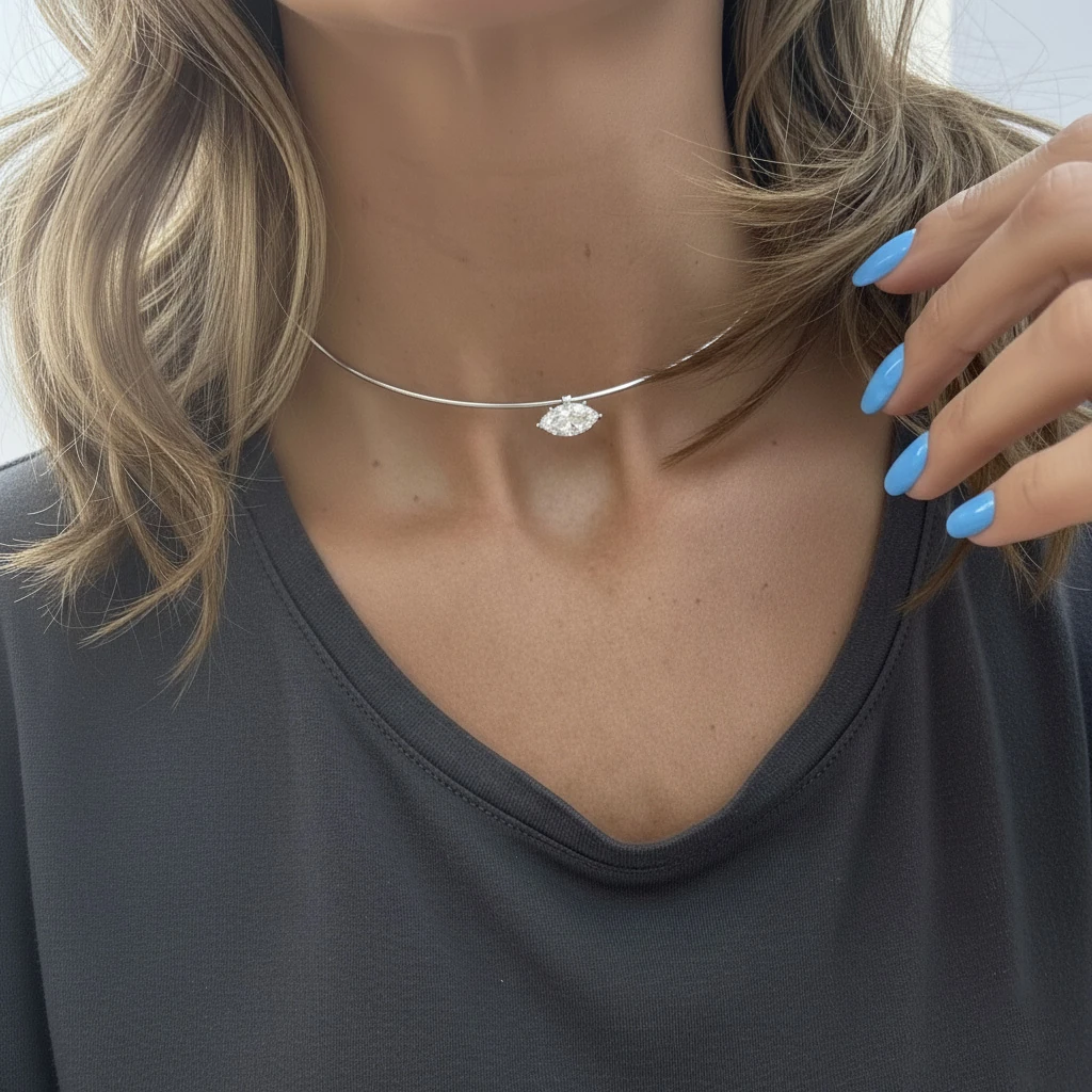 Markiz Choker Gümüş Kolye MS3845