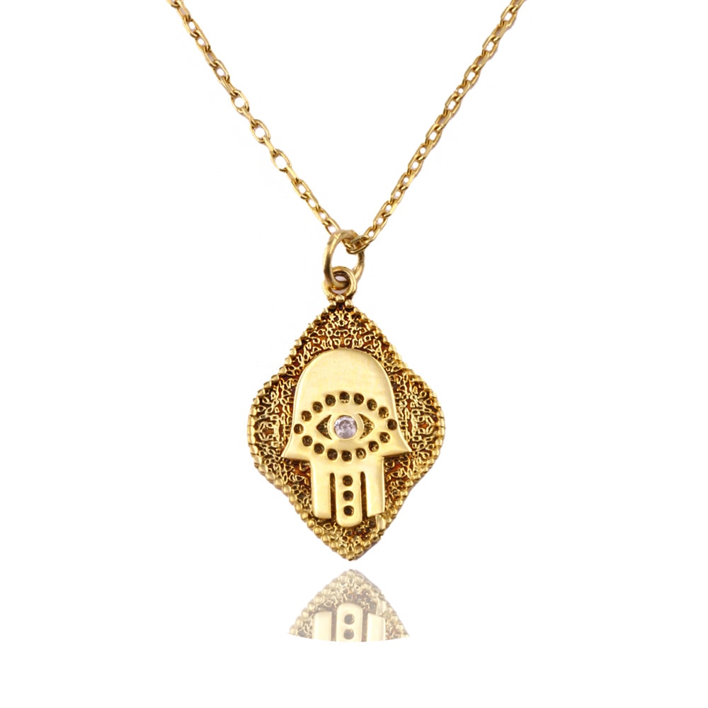 Hamsa Hand M4 Silver Necklace Ms3366