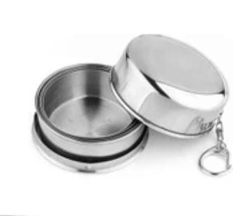 001.0031 Katlanır Metal Bardak - Teleskopik- Paslanmaz Çelik- 75 Ml