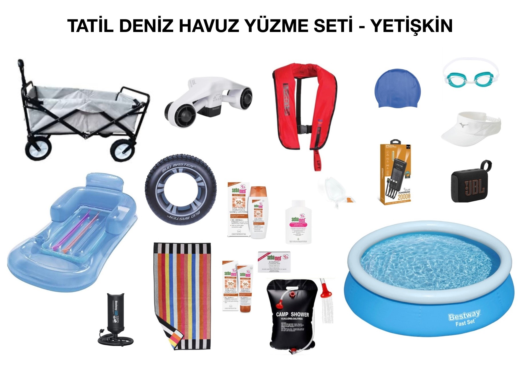 Tatil Havuz Deniz Yüzme Seti Yetişkin ( DENİZ SCOOTERLI) - 19 Parça