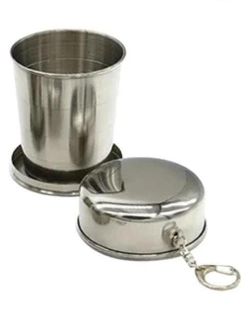 001.0029 Katlanır Metal Bardak - Teleskopik- Paslanmaz Çelik- 140 Ml