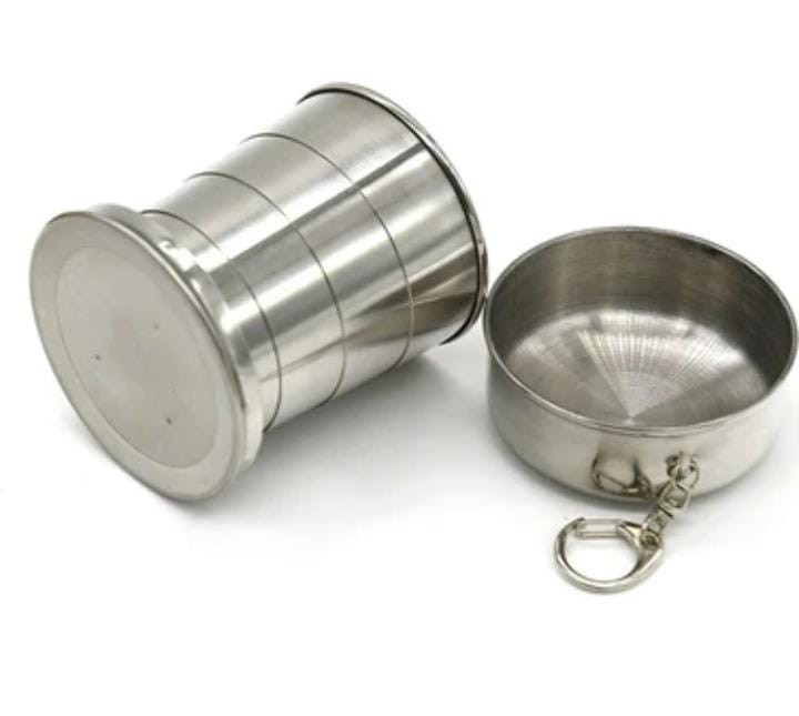001.0028 Katlanır Metal Bardak - Teleskopik- Paslanmaz Çelik- 240 Ml