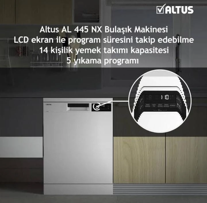 Bulaşık Makinesi - Altus AL 445 NX 5 Programlı 