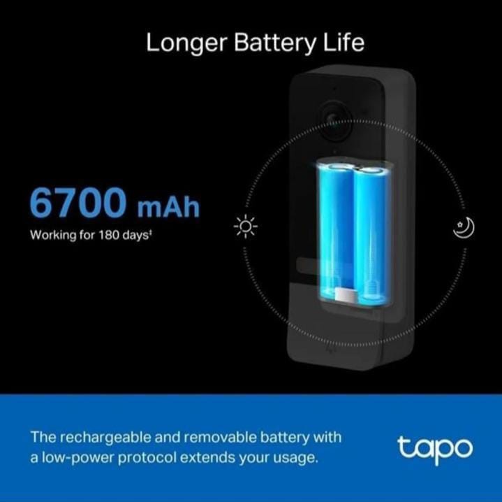 037.0002 Akıllı Görüntülü Kapı Zili - Pilli -Gece Görüşlü - Tp-Link Tapo D230s1 